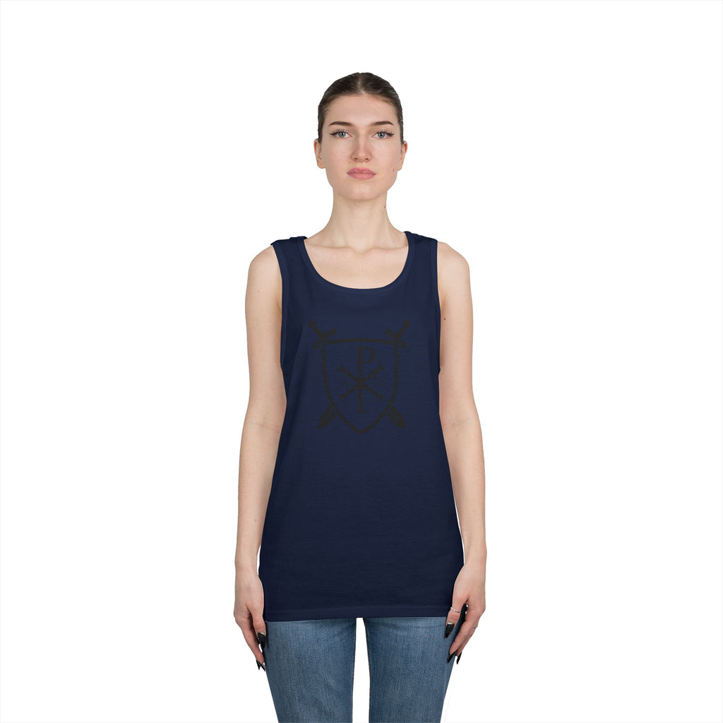 Sword and Shield Pi Chi Rho Black Graphic Heavy Cotton Tank Top