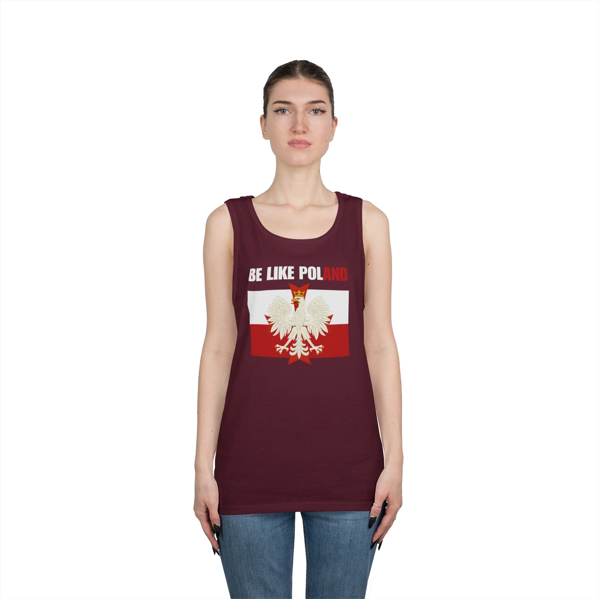 Be Like Poland Polish Eagle and Cross Heavy Cotton Tank Top
