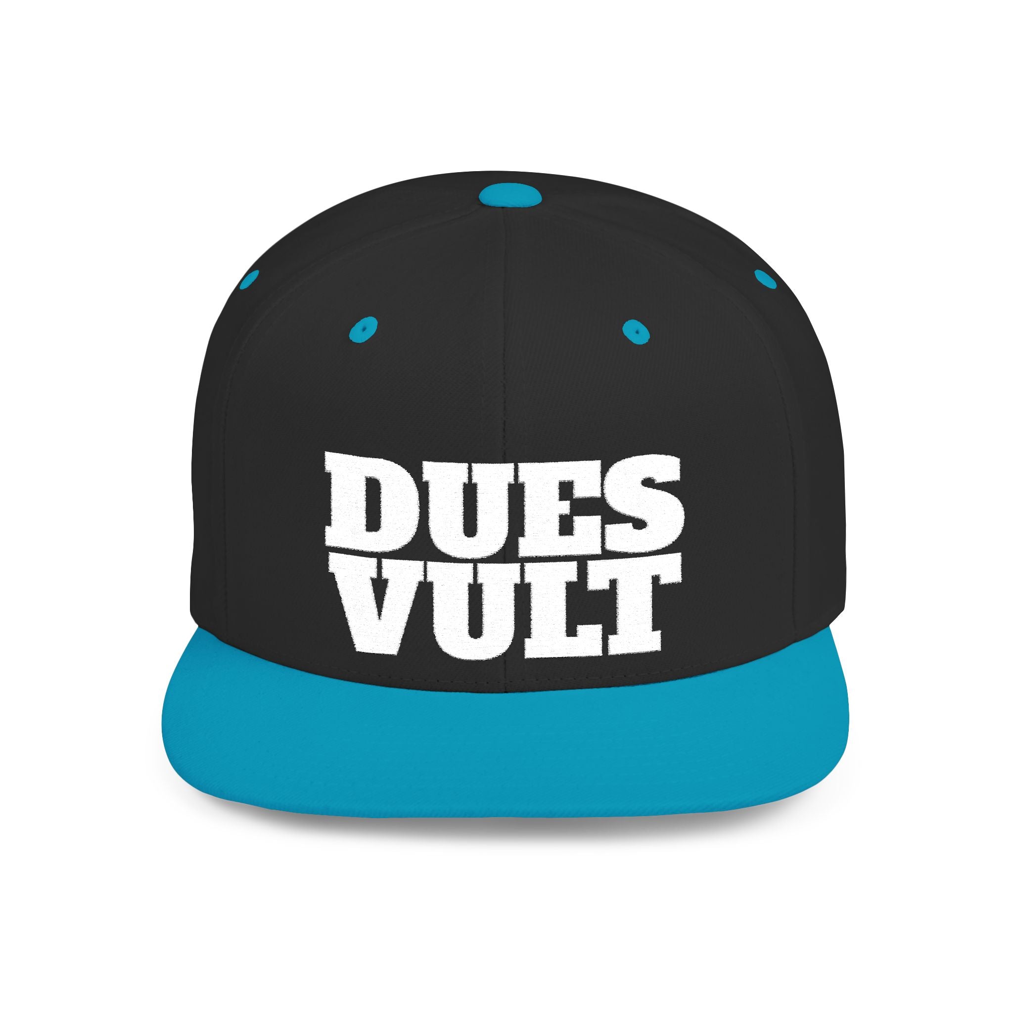 Dues Vult White Letter Flat Bill Snapback Hat, Dues Vult Cap