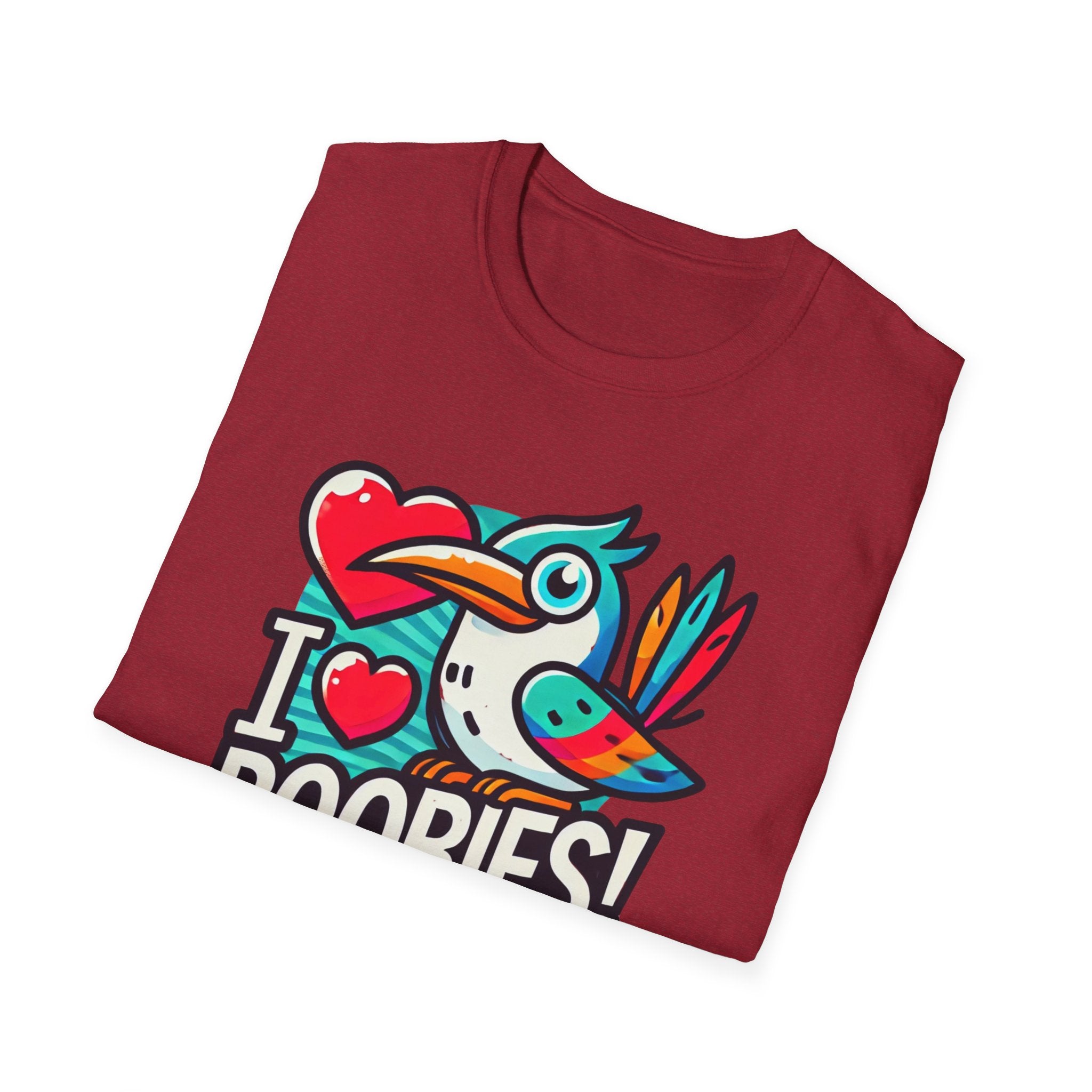 Funny 'I Love Boobies!' Boobie Bird Softstyle Cotton T-Shirt