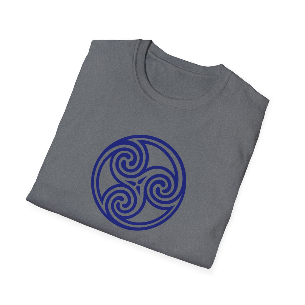 Celtic Spiral Triskele Trinity Symbol Blue Softstyle T-Shirt