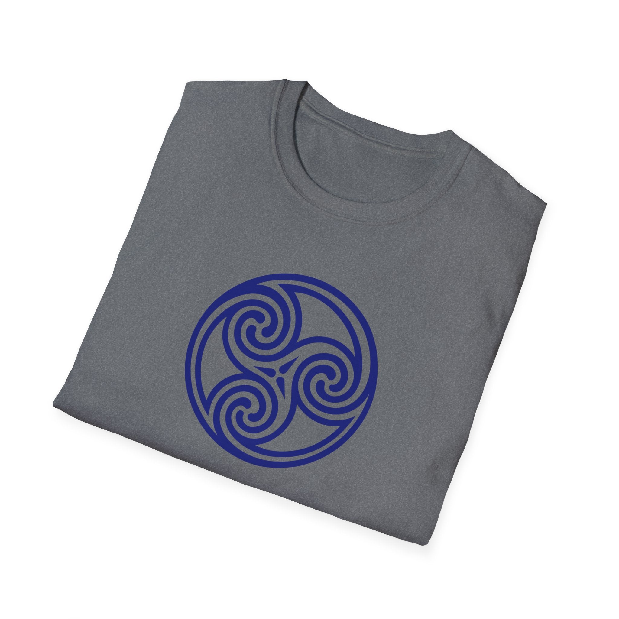 Celtic Spiral Triskele Trinity Symbol Blue Softstyle T-Shirt