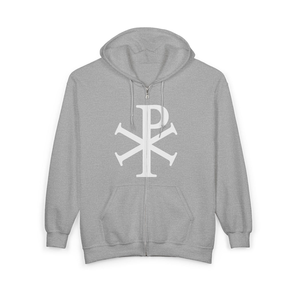 Pi Chi Rho Thick White Text Design Full Zip Up Hoodie Sweatshirt