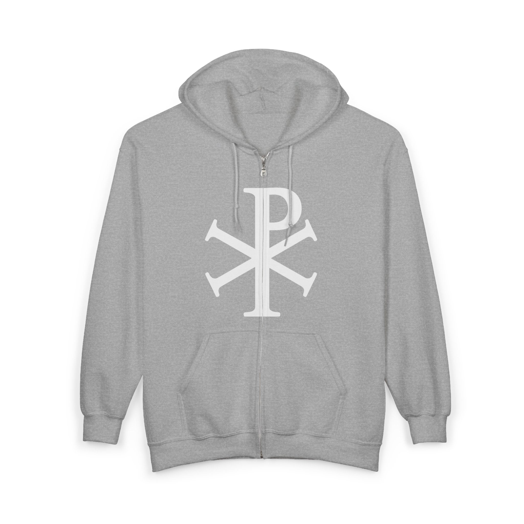 Pi Chi Rho Thick White Text Design Full Zip Up Hoodie Sweatshirt