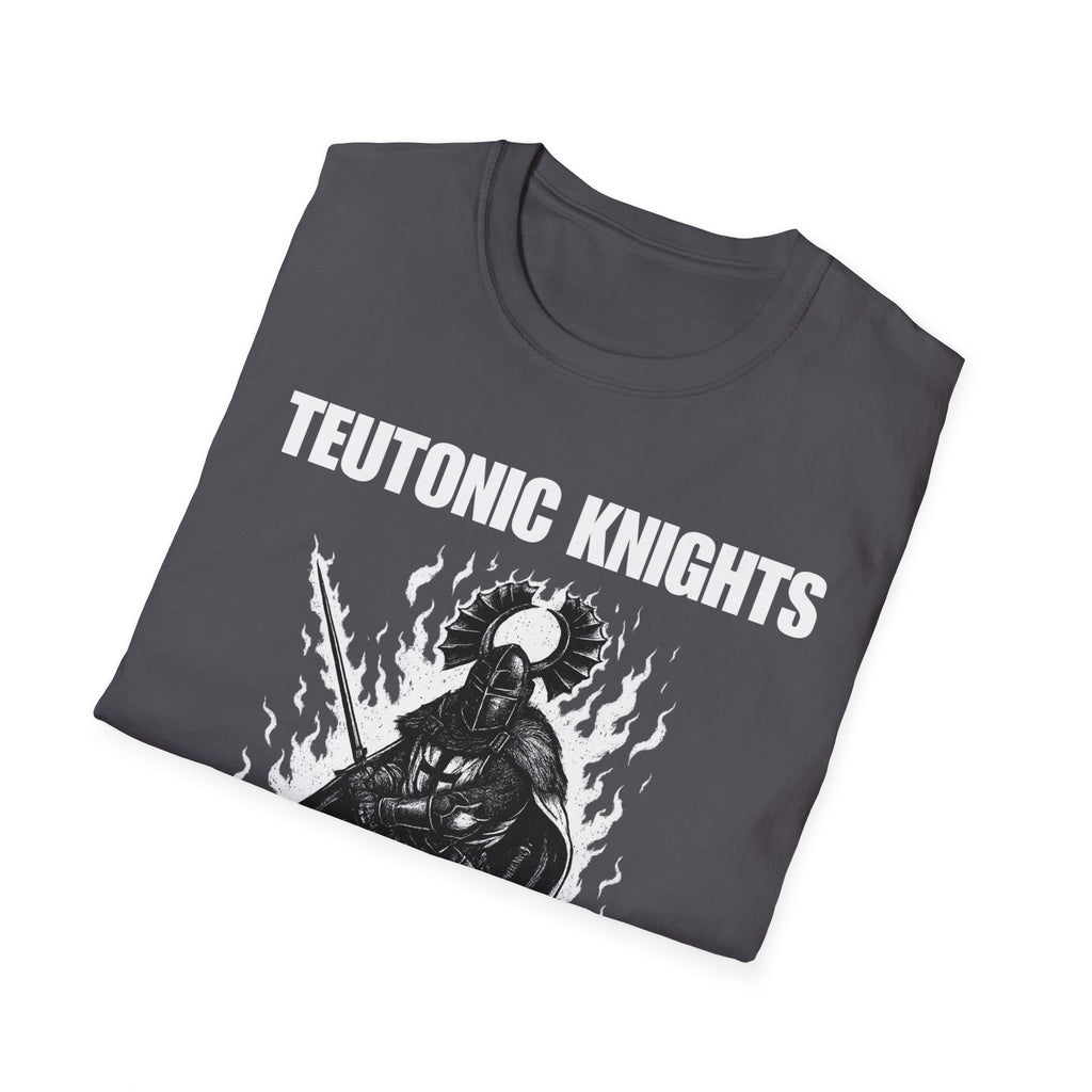 Teutonic Knights Front and Back White Teutonic Cross Graphic Softstyle Cotton Shirt T-Shirt