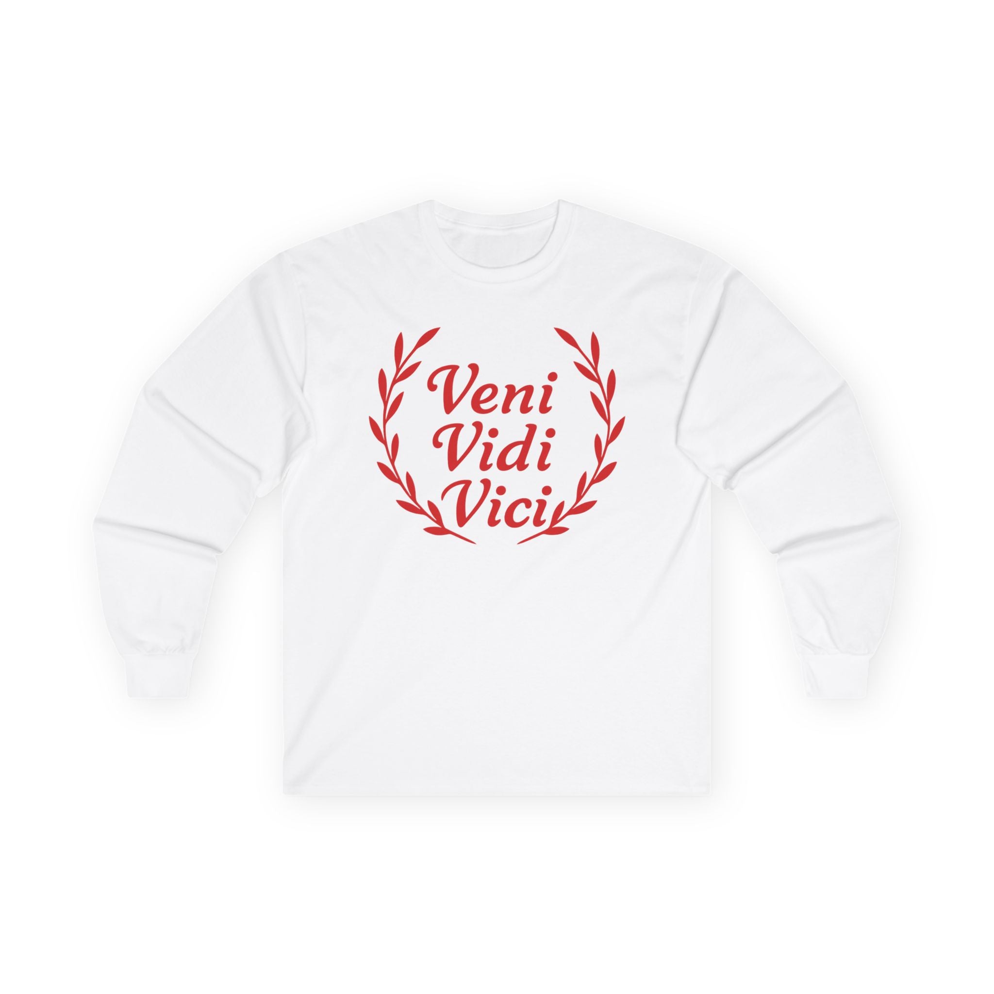 Veni Vidi Vici "I Came, I saw, I Conquered" Light Red Graphic Long Sleeve Tee
