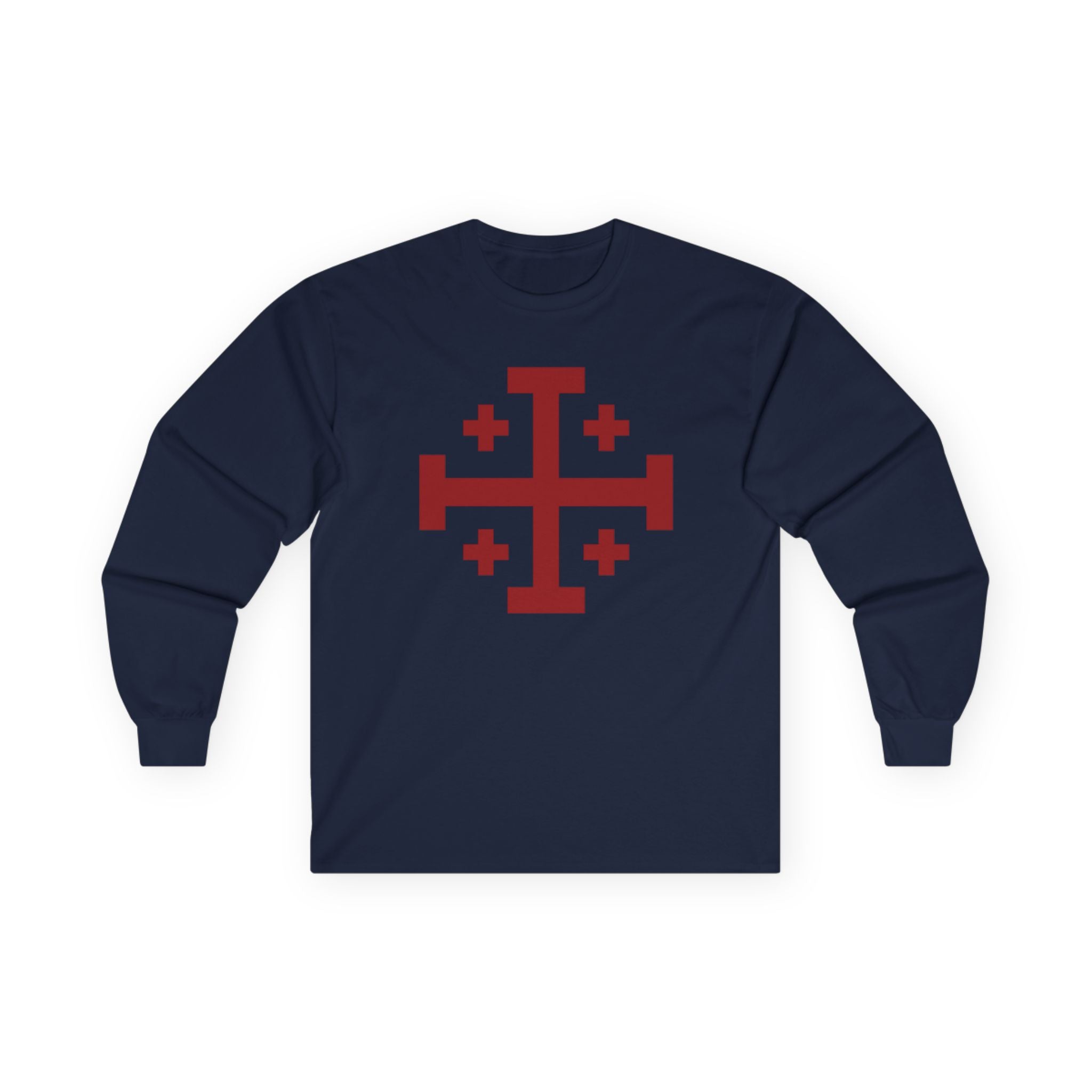 Cross of Jerusalem Red Design Stylish Long Sleeve Tee