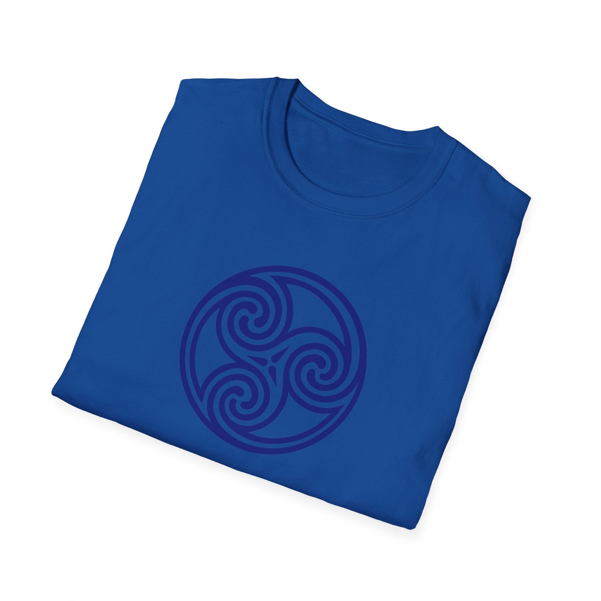 Celtic Spiral Triskele Trinity Symbol Blue Softstyle T-Shirt