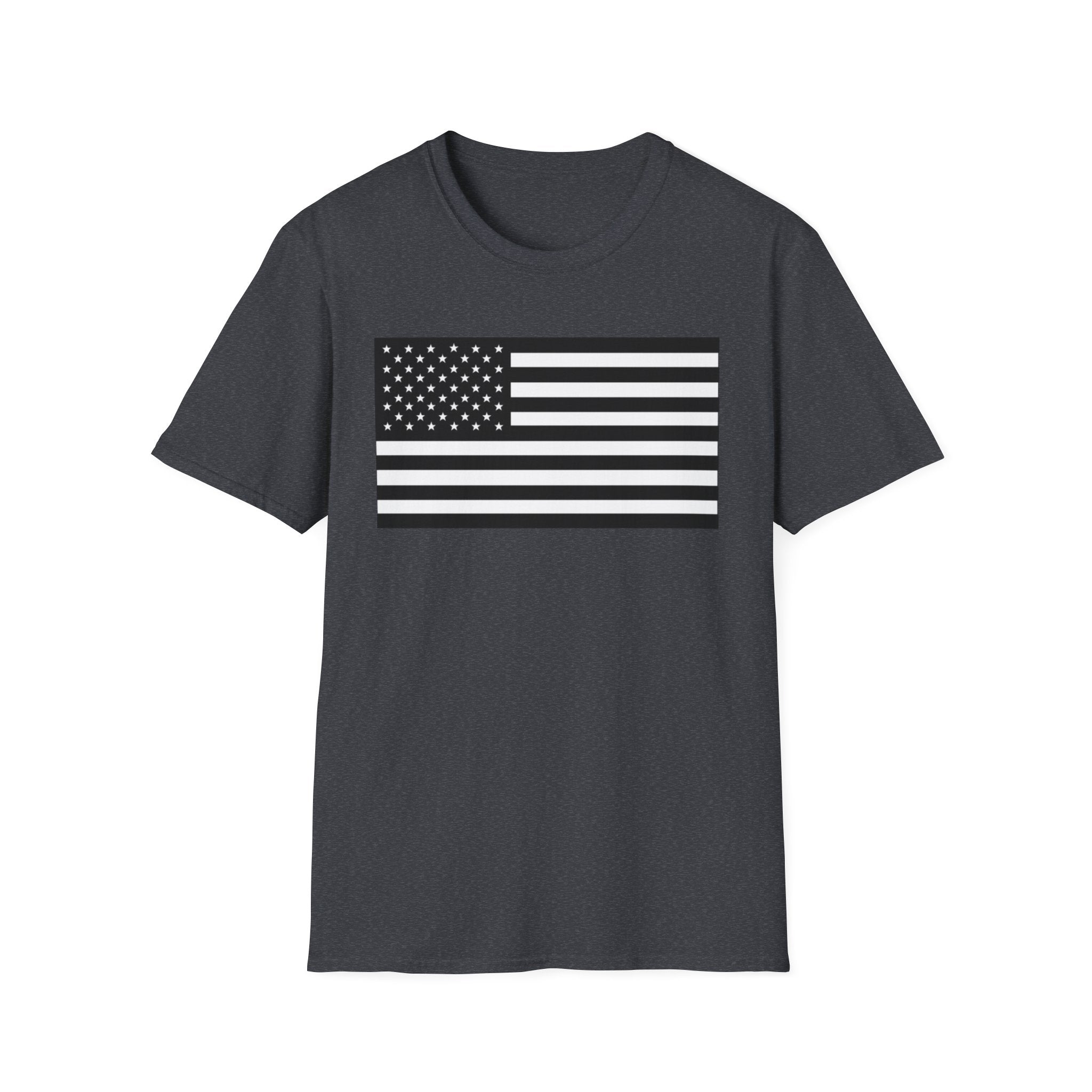 Black and White American Flag Softstyle Cotton Shirt T-Shirt