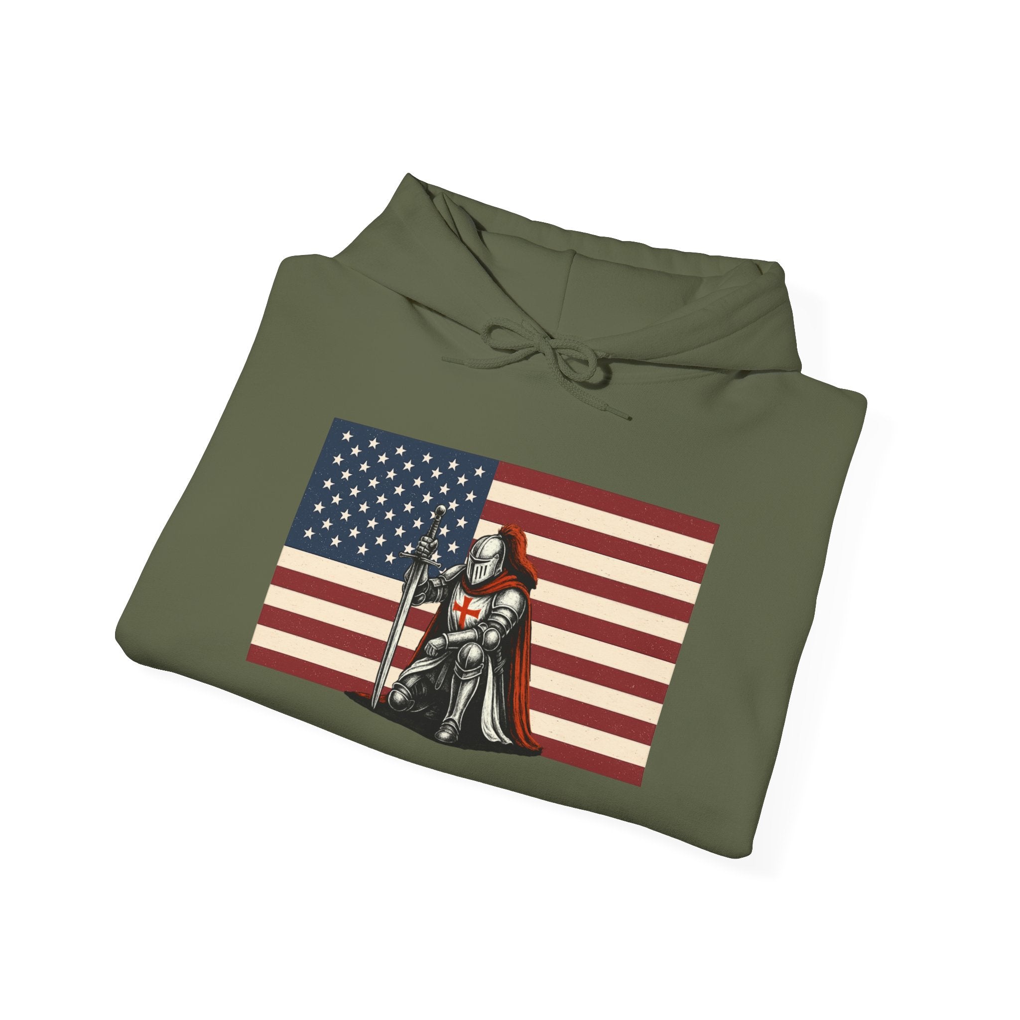 American Crusader Graphic Pull Over Hoodie Sweatshirt