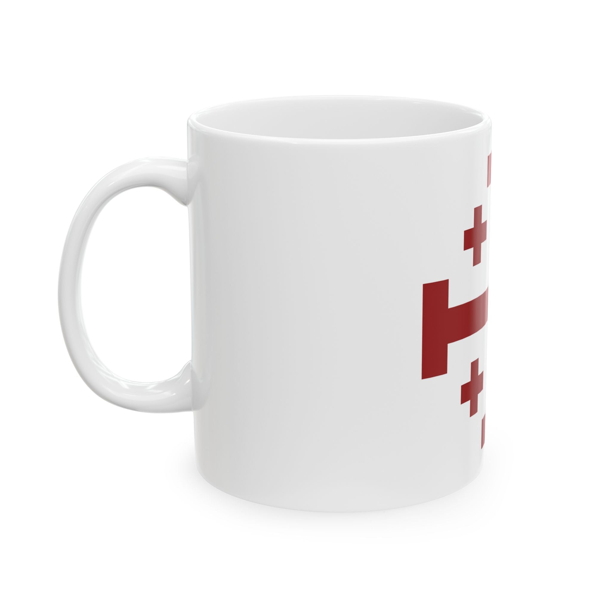Crusader Cross of Jerusalem Symbol Red Design White Ceramic Mug