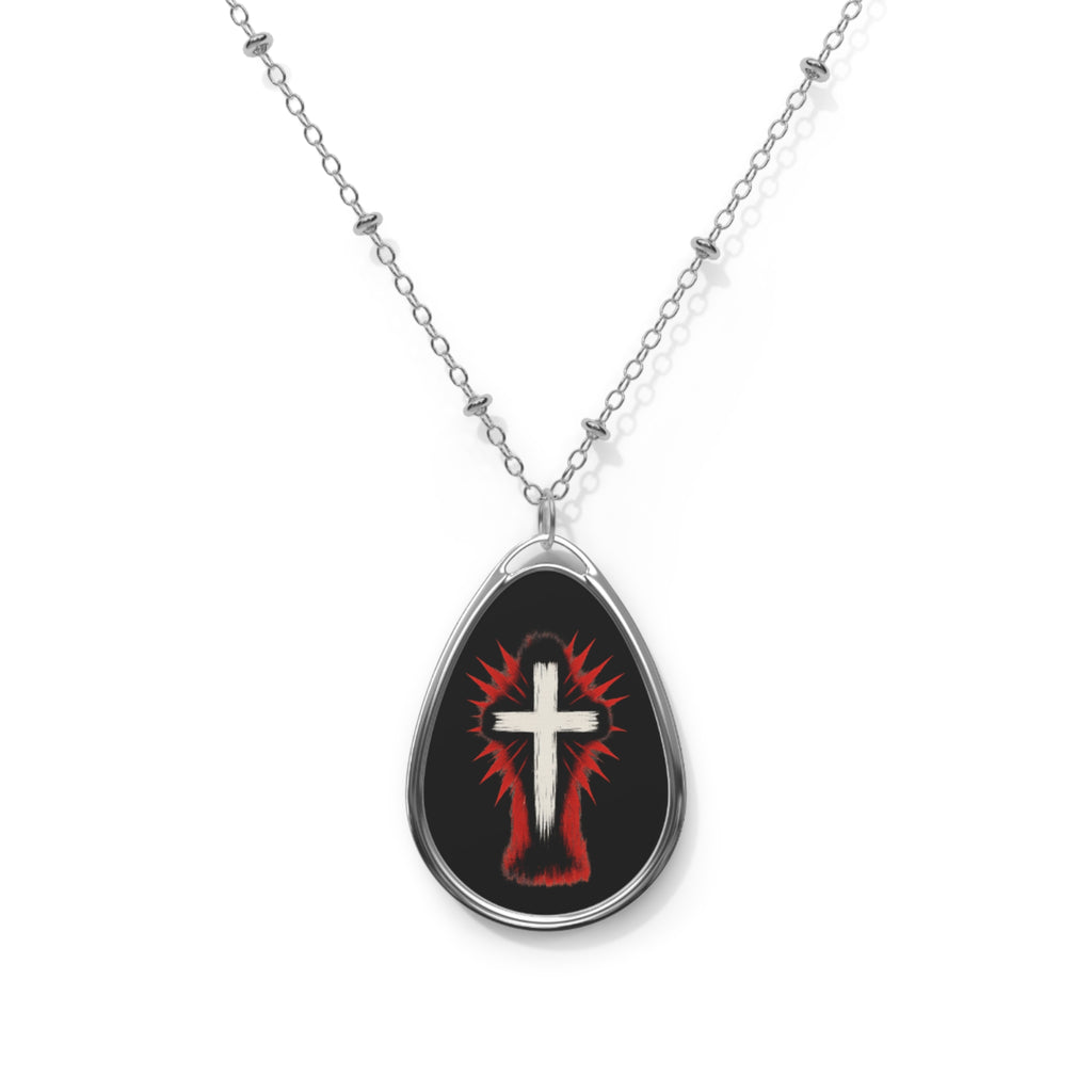 Gothic Cross Oval Necklace