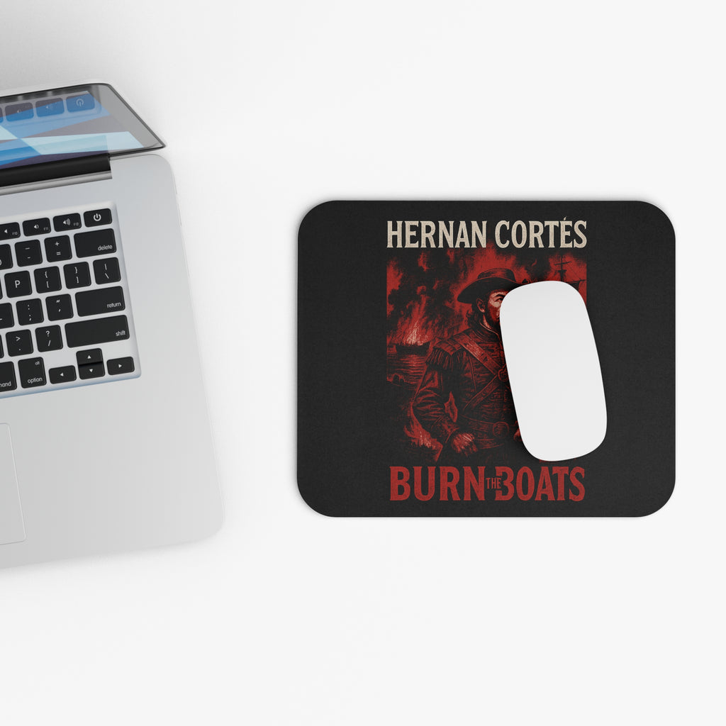 Hernan Cortes Mouse Pad, Burn the Boats Desk Mat