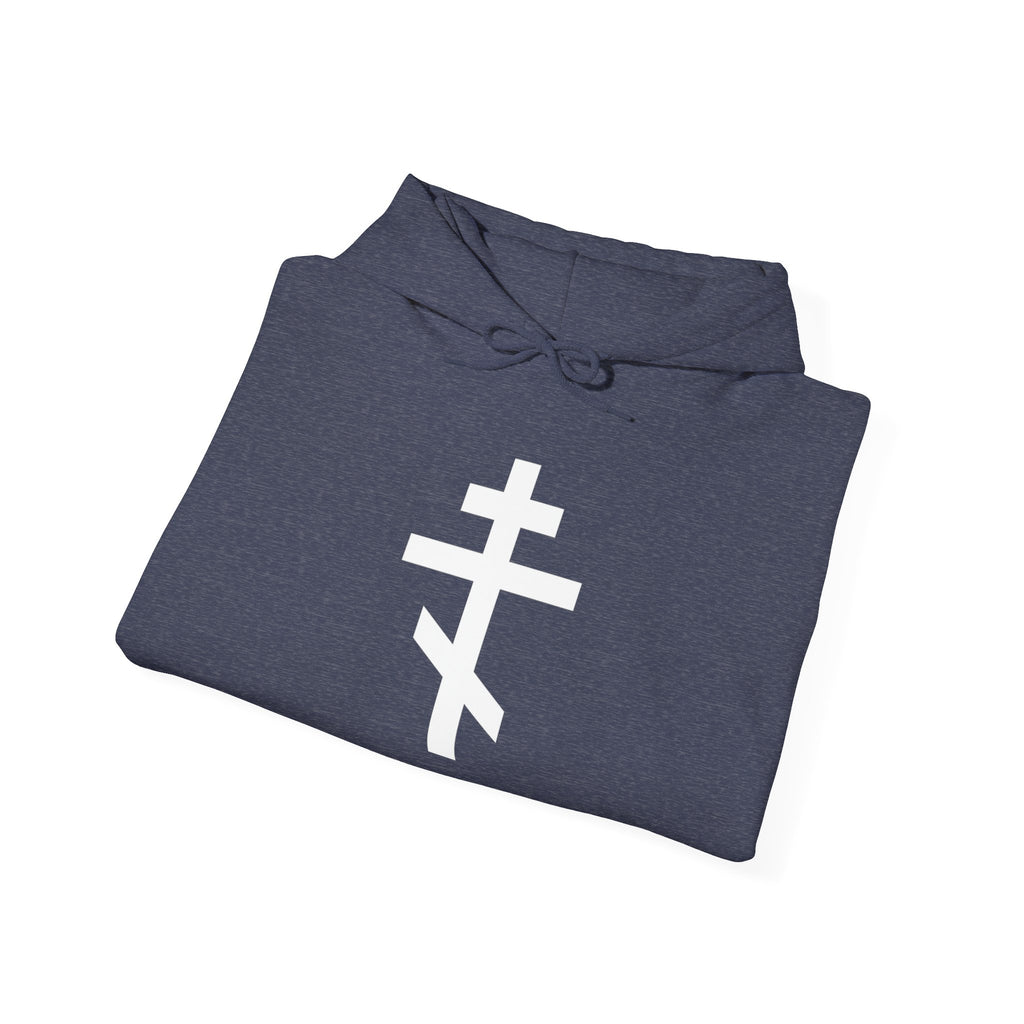 White Crucifix Pull Over Hoodie Sweatshirt