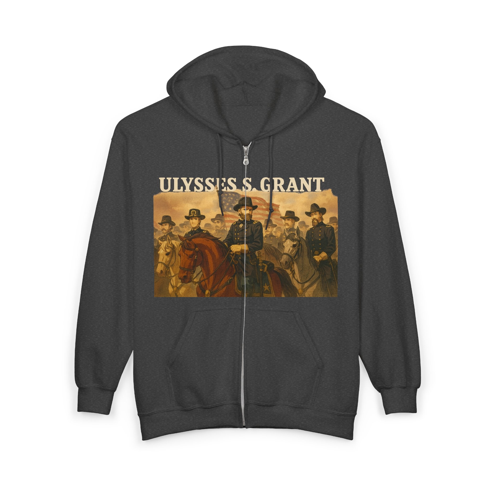 Ulysses S. Grant Vintage Hoodie, Ulysses S. Grant Military Zip-Up
