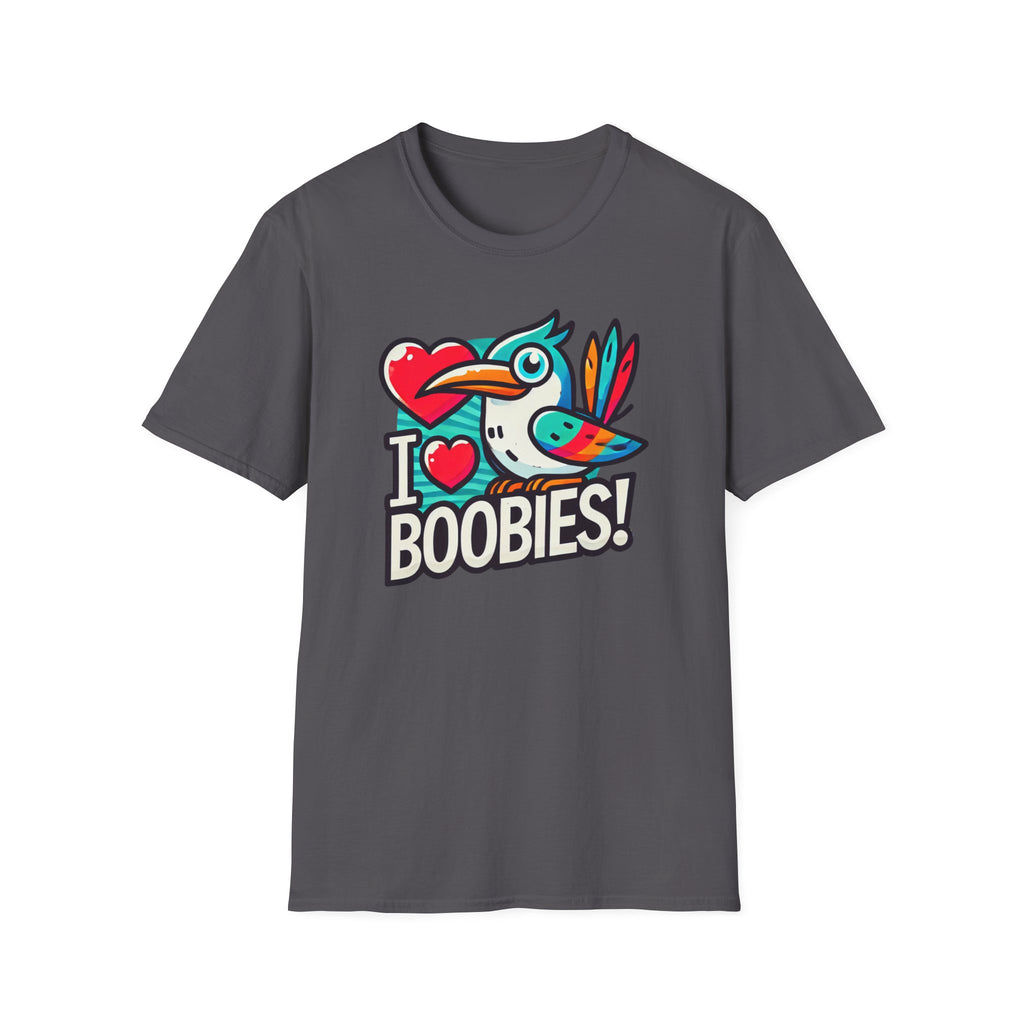 Funny 'I Love Boobies!' Boobie Bird Softstyle Cotton T-Shirt
