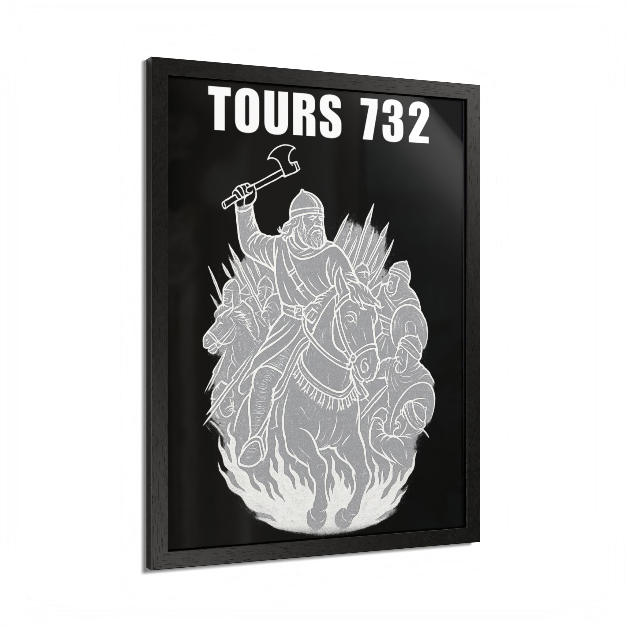 Historic Battle Framed Poster Tours 732 AD Charles "The Hammer" Martel Medieval Art, Home Office Decor