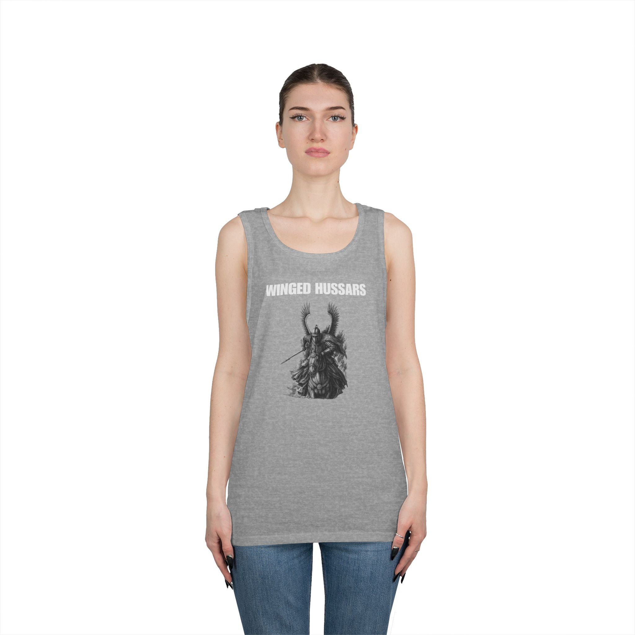 Winged Hussar White Design Heavy Cotton Tank Top