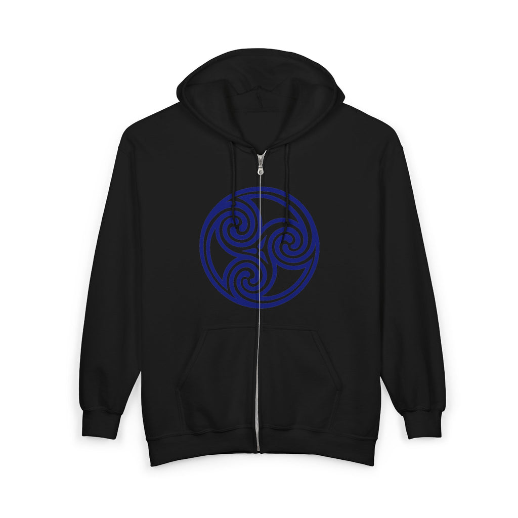 Celtic Spiral Triskele Trinity Symbol Alt Blue Design Full Zip Up Hoodie Sweatshirt