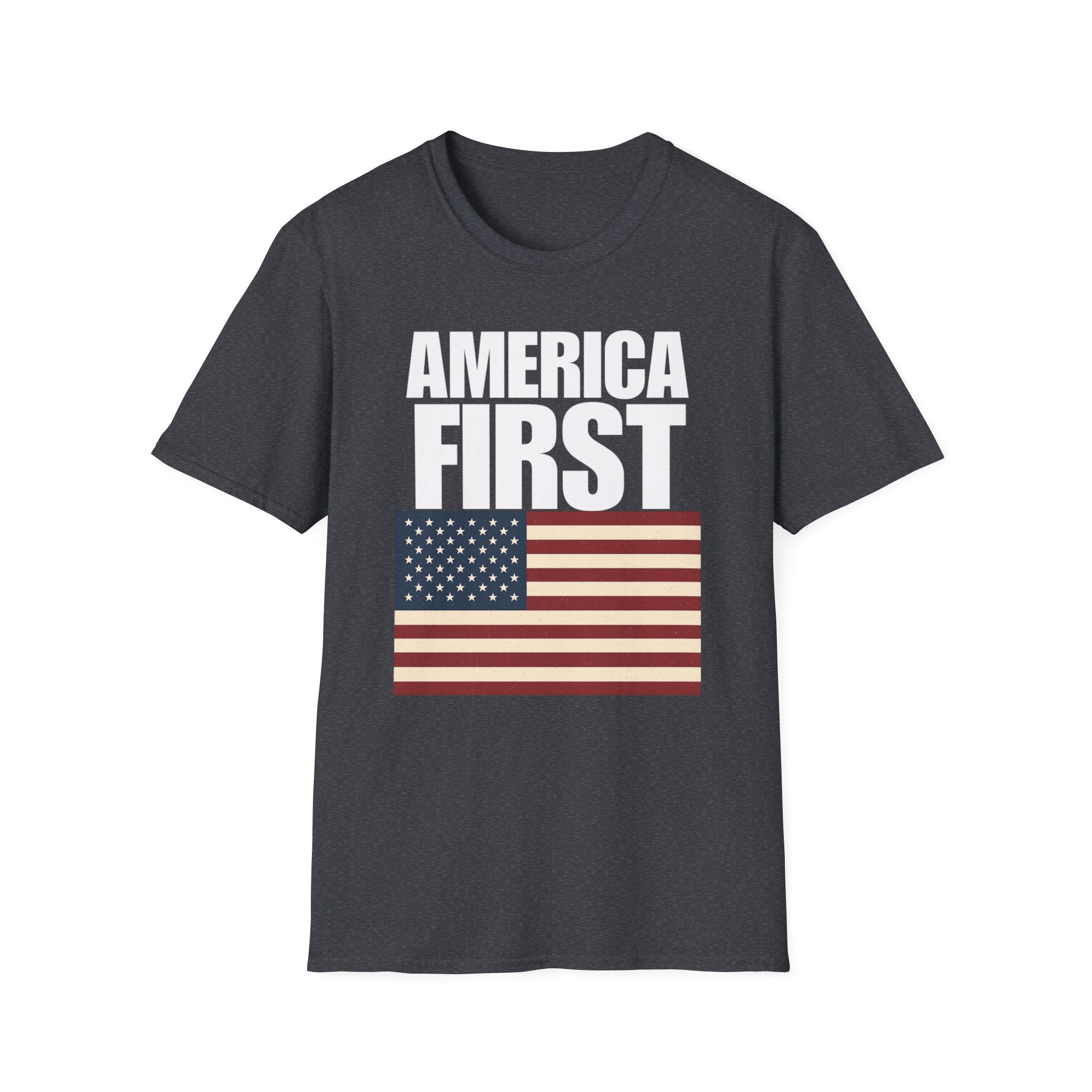 America First American Flag Softstyle Cotton Shirt T-Shirt