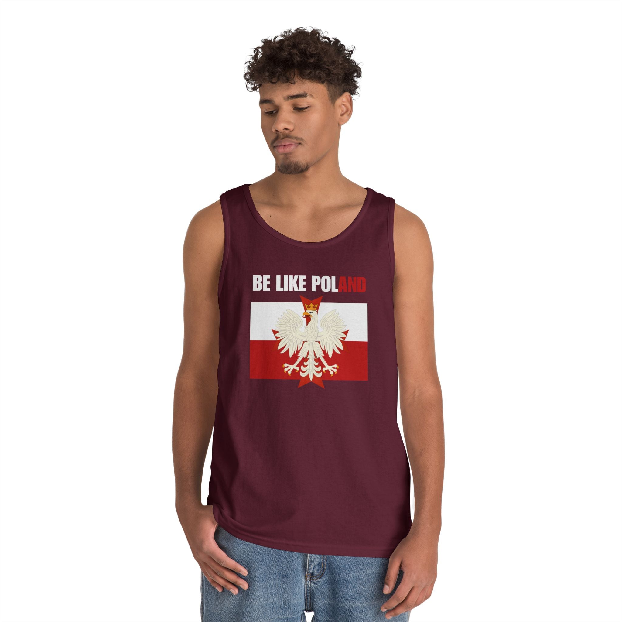Be Like Poland Polish Eagle and Cross Heavy Cotton Tank Top