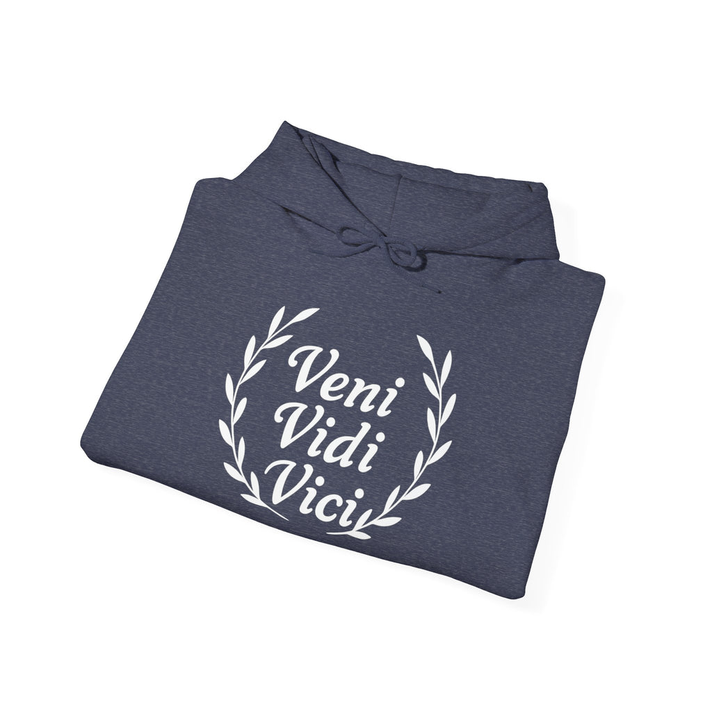 Veni Vidi Vici "I Came, I saw, I Conquered" White Graphic Pull Over Hoodie Sweatshirt