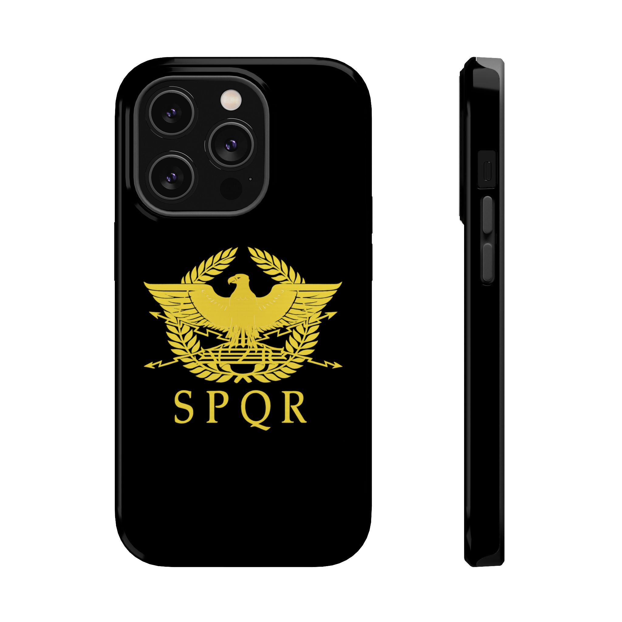 SPQR Gold Roman Eagle Symbol Black iPhone Magnetic Impact-Resistant Cases