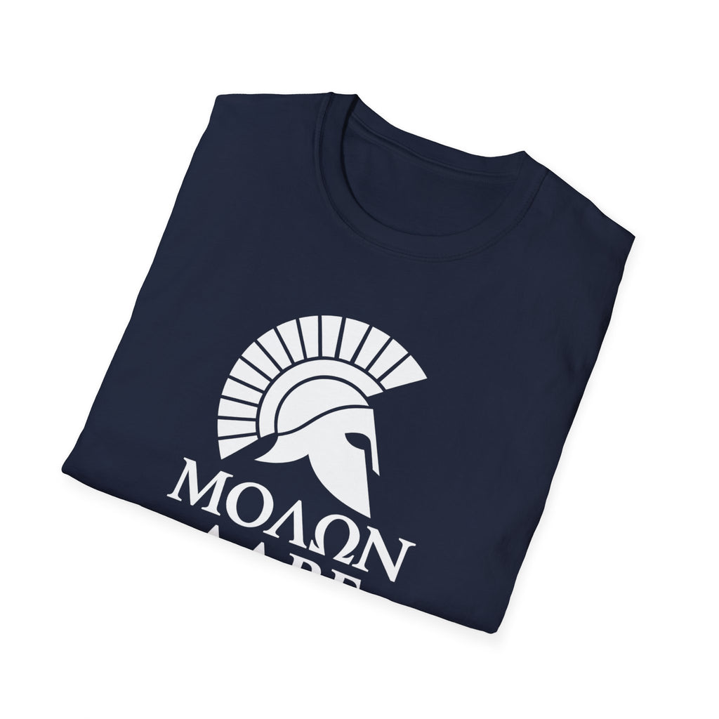 Molon Labe "Come and Take It!" in Greek Large Text White Design Softstyle Cotton T-Shirt