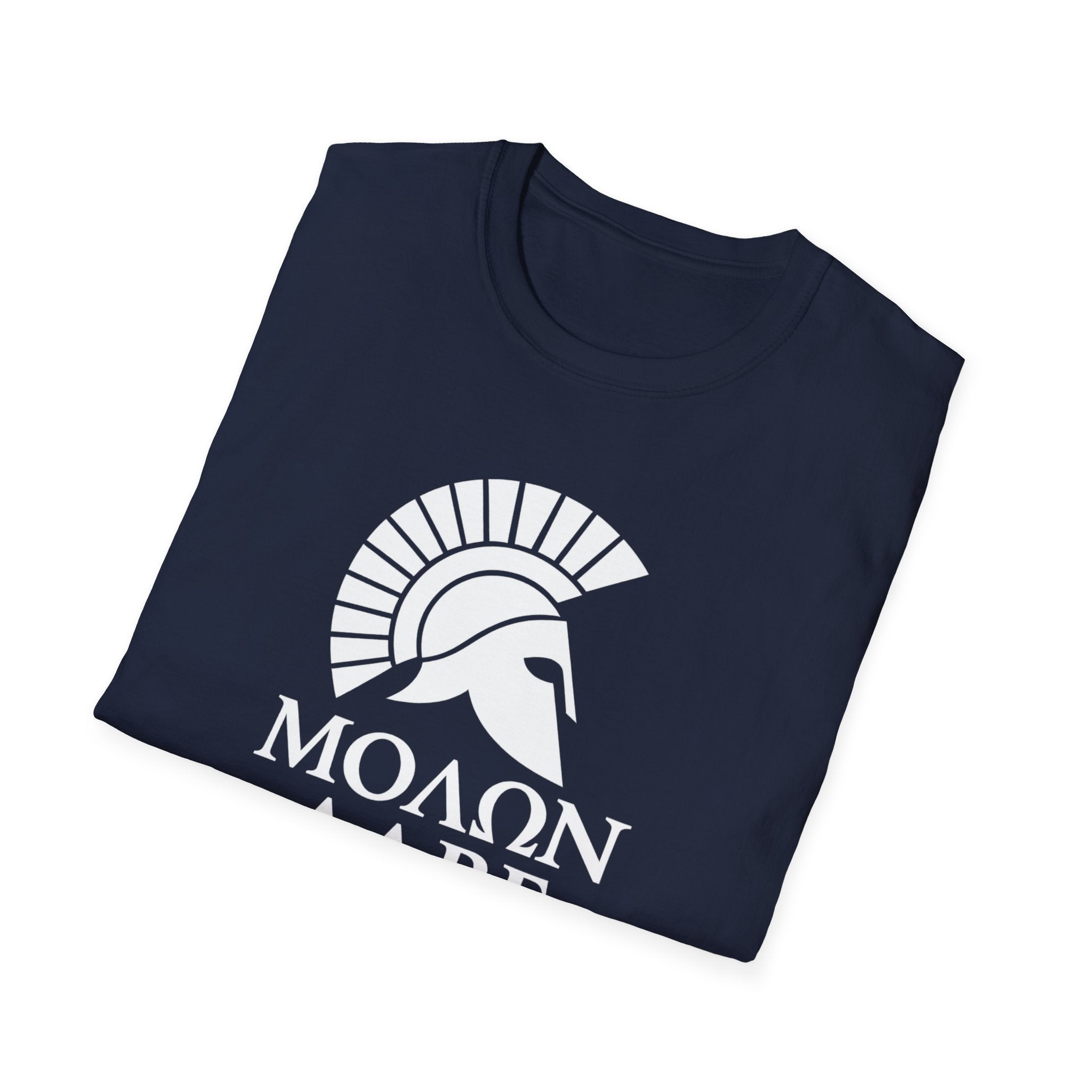 Molon Labe "Come and Take It!" in Greek Large Text White Design Softstyle Cotton T-Shirt