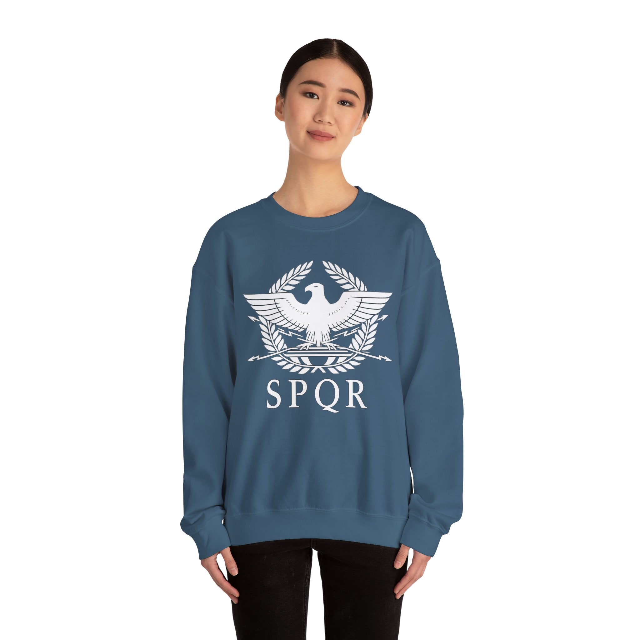 SPQR Roman Eagle White Design Crewneck Sweatshirt