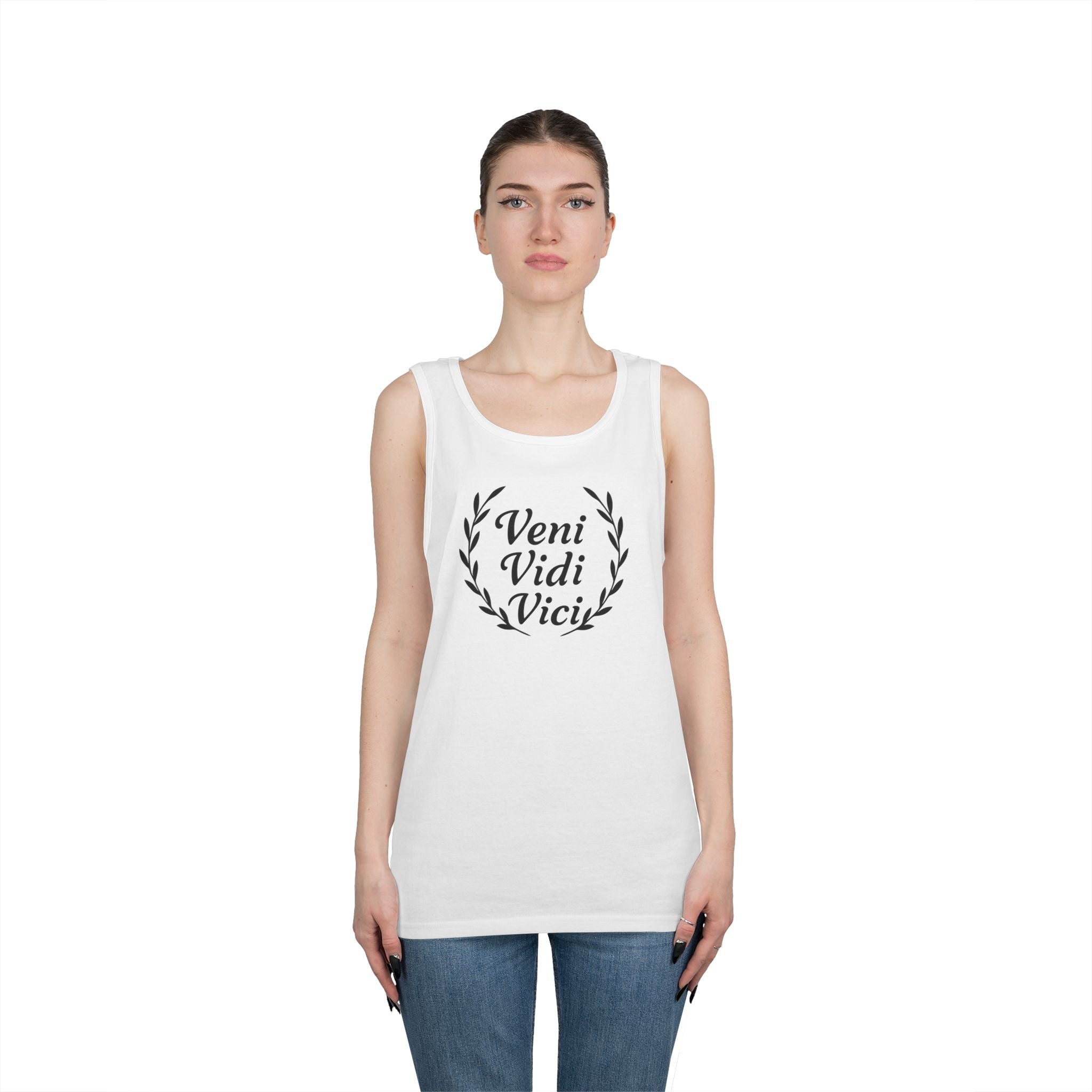 Veni Vidi Vici Black Design Unisex Heavy Cotton Tank Top