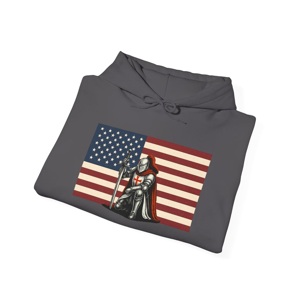 American Crusader Graphic Pull Over Hoodie Sweatshirt