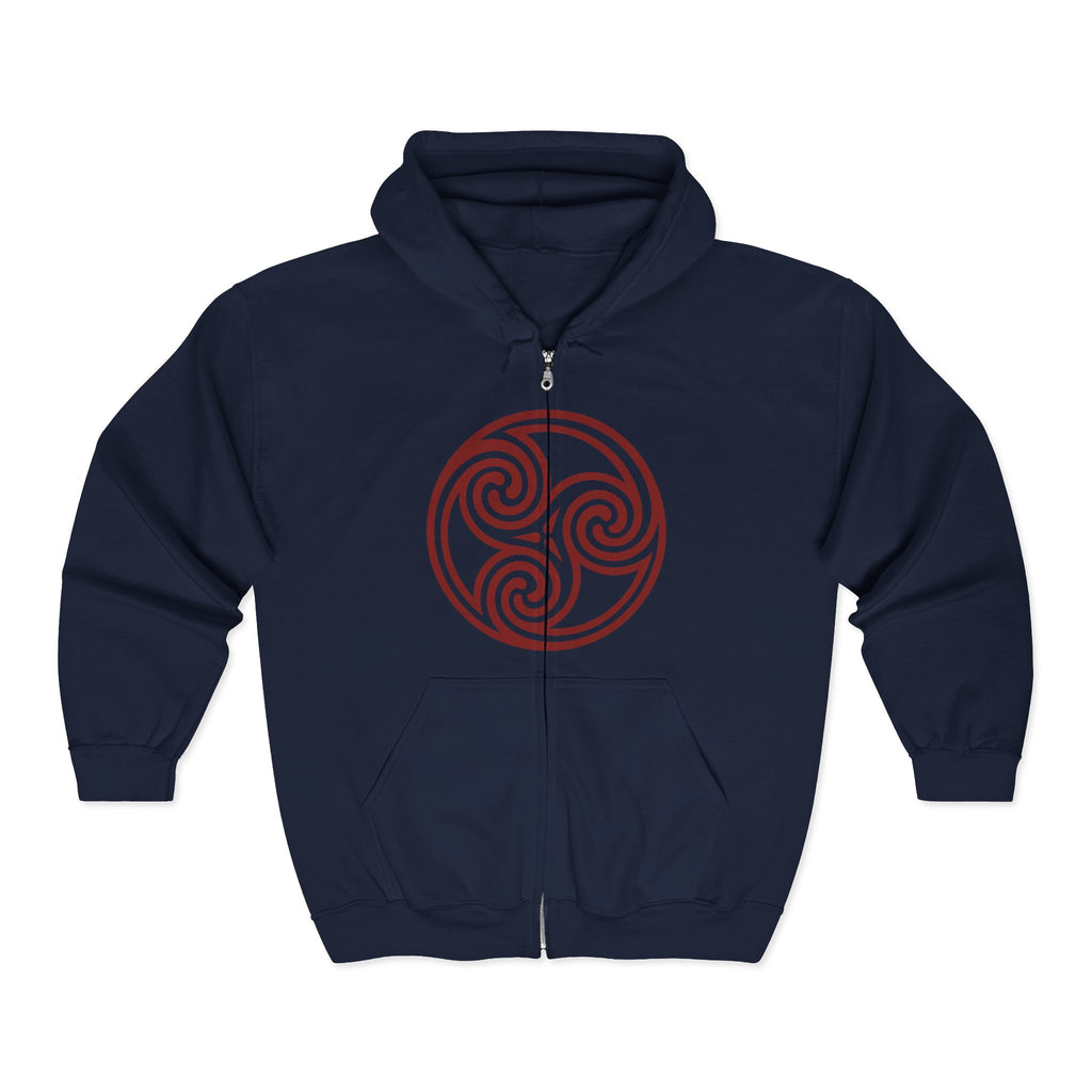 Celtic Spiral Triskele Trinity Symbol Alt Red Design Full Zip Up Hoodie Sweatshirt