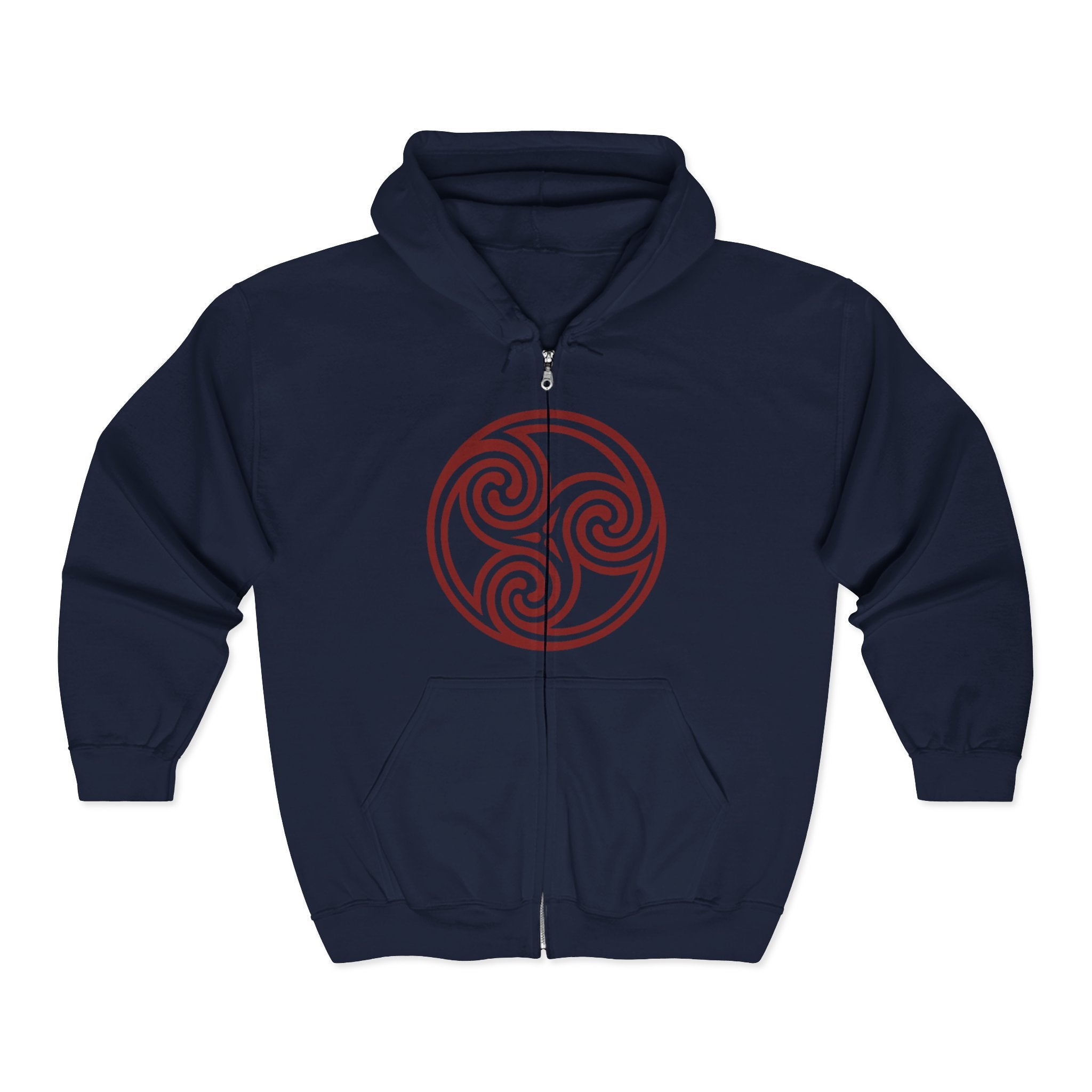 Celtic Spiral Triskele Trinity Symbol Alt Red Design Full Zip Up Hoodie Sweatshirt