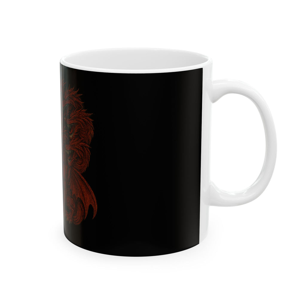 Dragon Slayer Destroy Evil Crusader vs Great Red Dragon Ceramic Mug