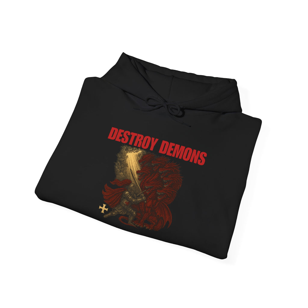 Destroy Demons, Crusader vs Great Red Dragon Graphic Pull Over Hoodie Sweatshirt
