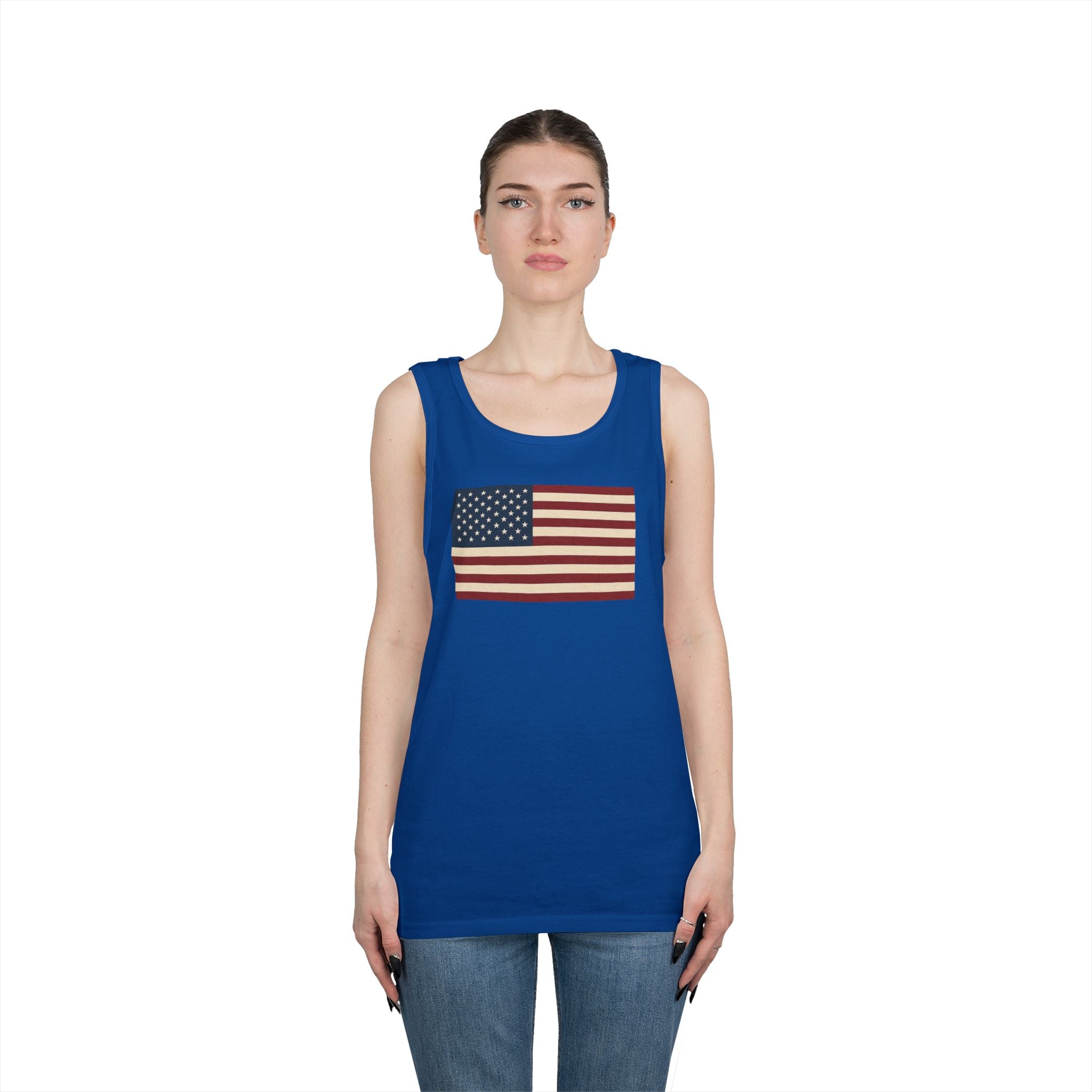 American Flag Heavy Cotton Tank Top