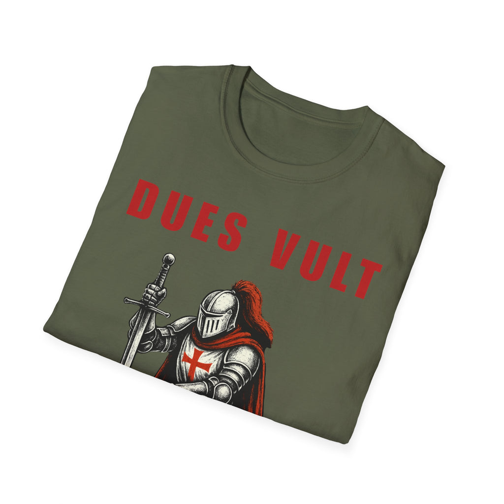 Dues Vult Crusader Knight T-Shirt | Christian Warrior Tee | Faith Shirt