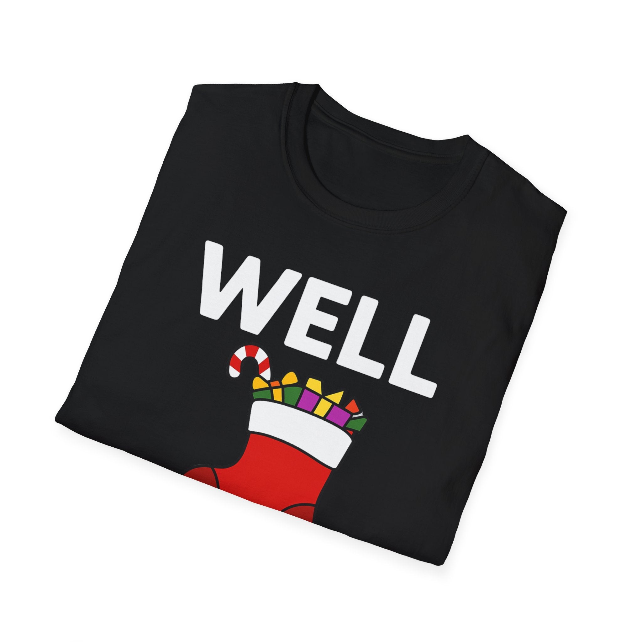 Well Hung Christmas T-Shirt | Funny Holiday Tee | Christmas Stocking Humor Shirt