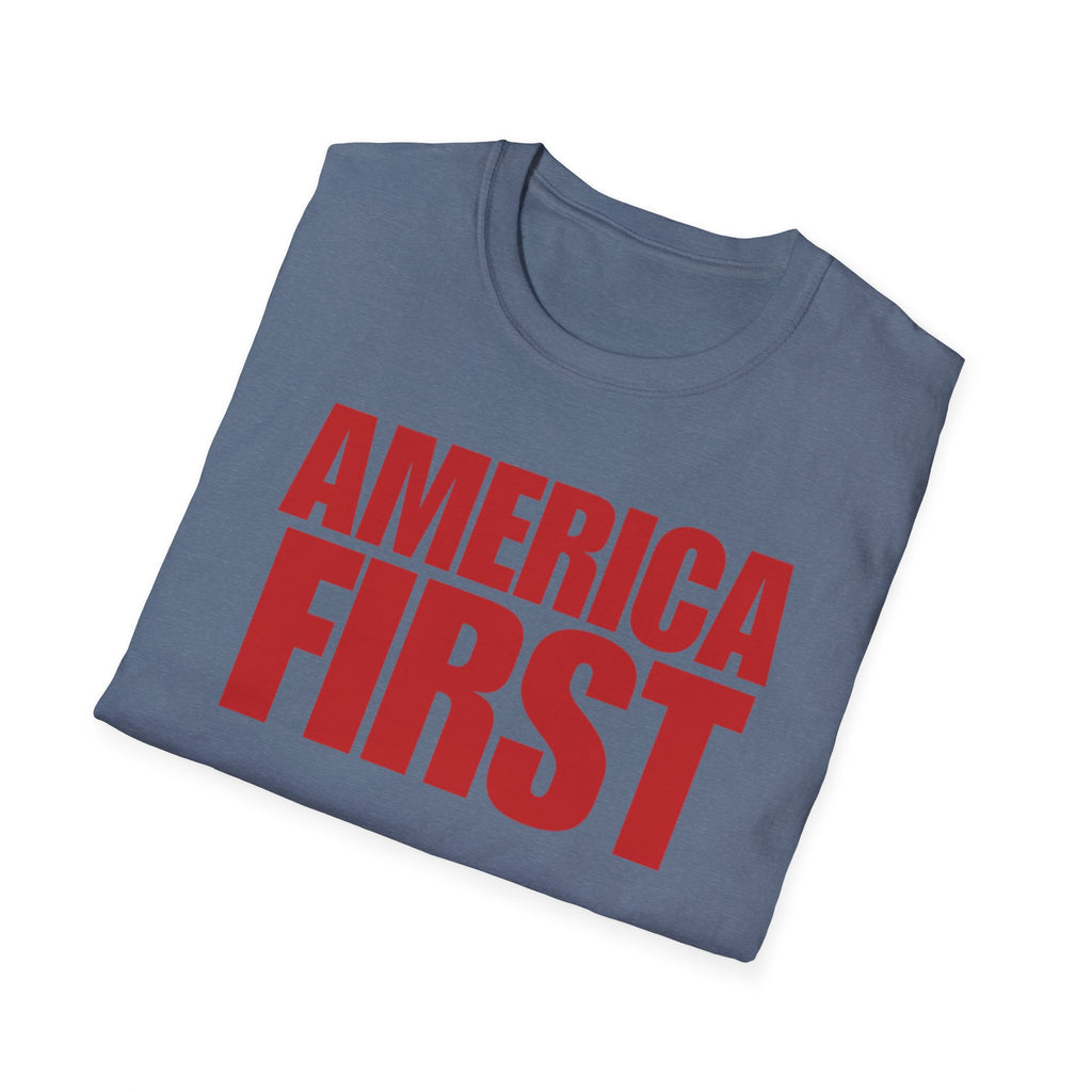 America First Red Design Softstyle Cotton Shirt T-Shirt