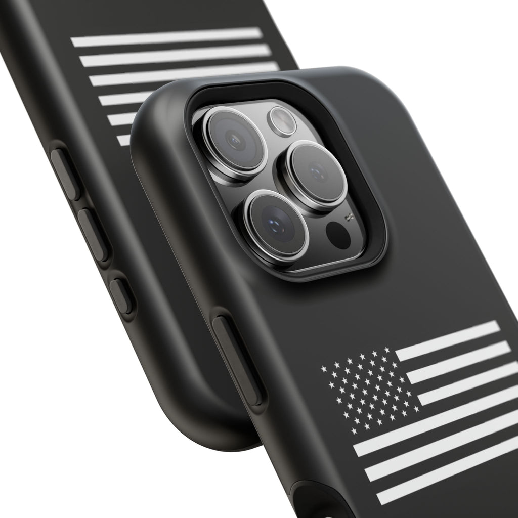 Black and White American Flag Magnetic Impact-Resistant Cases
