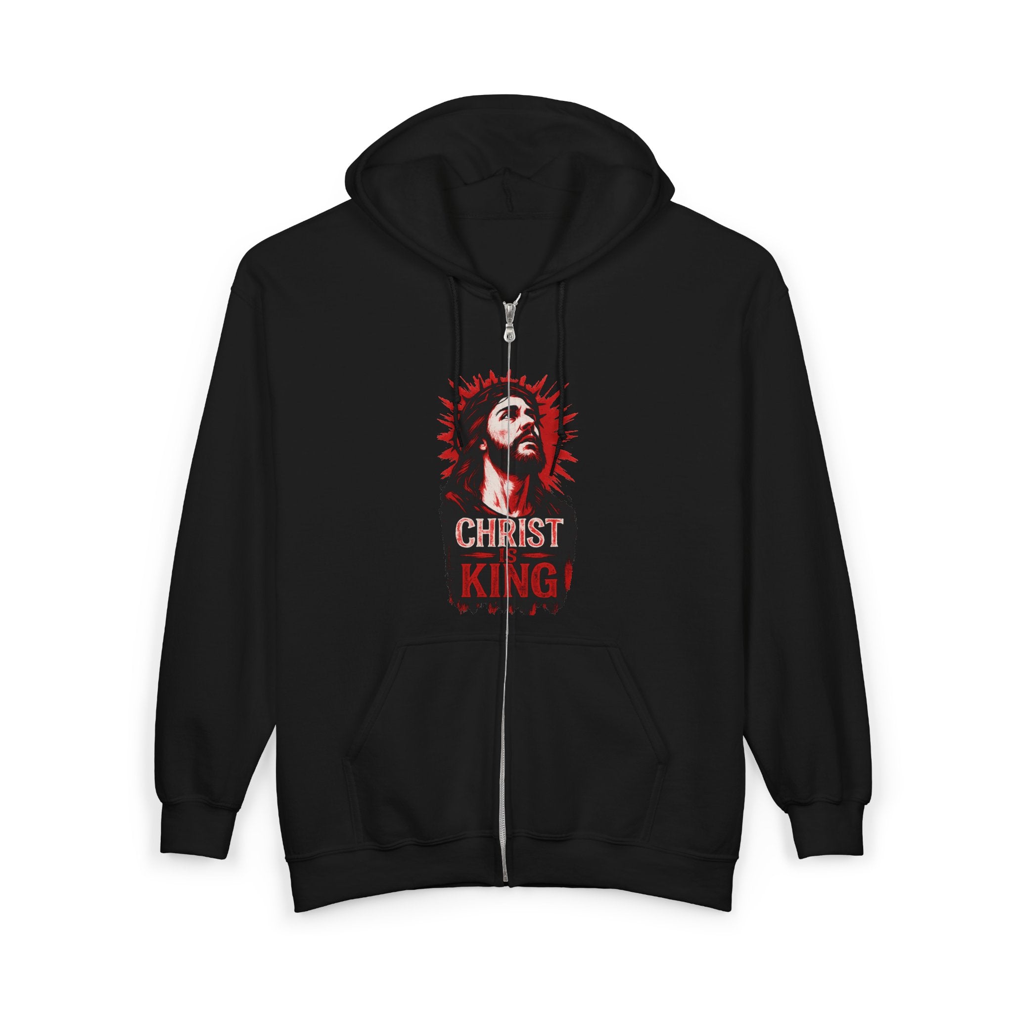 Front and Back Christ is King Zip-Up Hoodie, Christ is King Design Sweatshirt