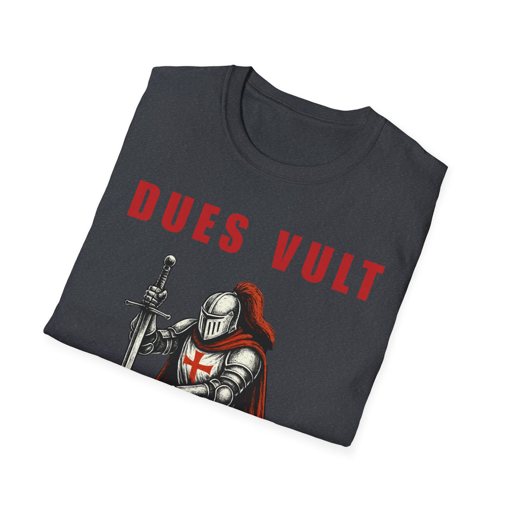 Dues Vult Crusader Knight T-Shirt | Christian Warrior Tee | Faith Shirt