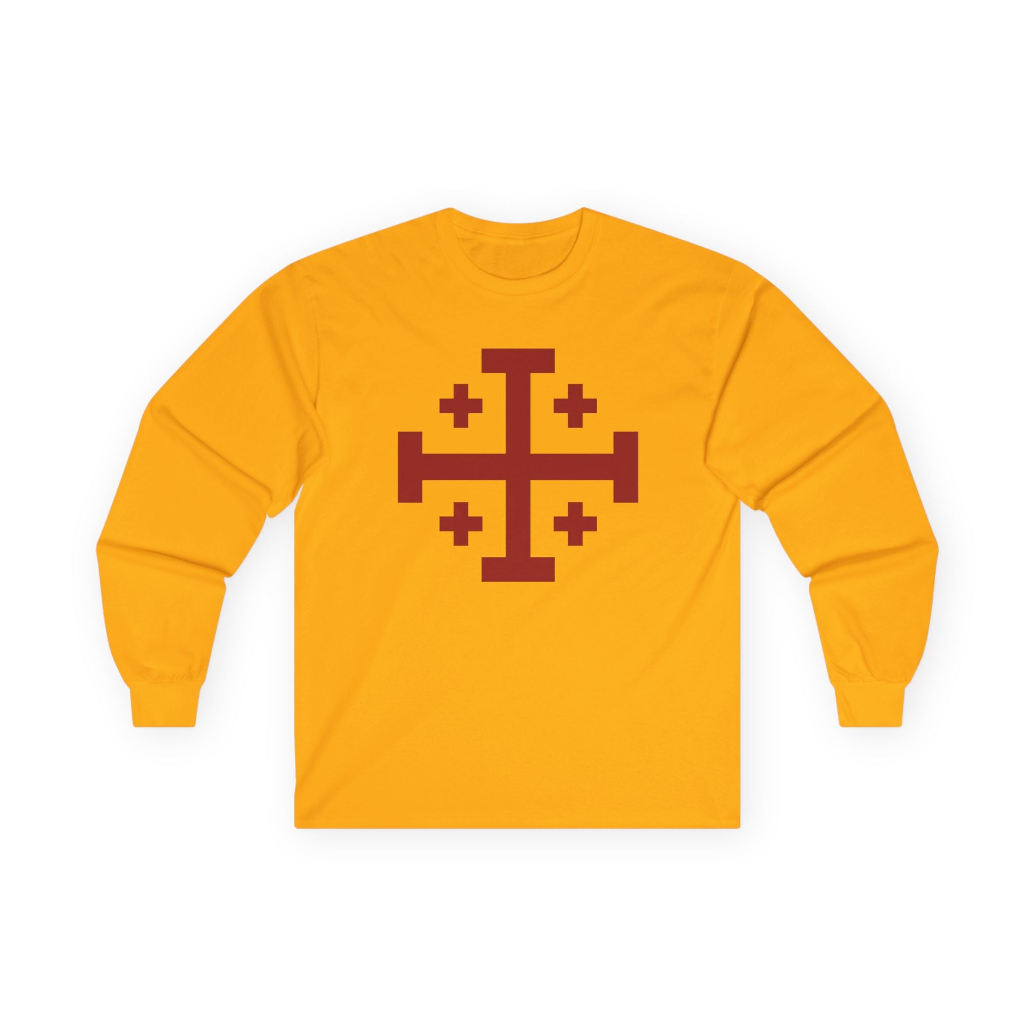 Cross of Jerusalem Red Design Stylish Long Sleeve Tee