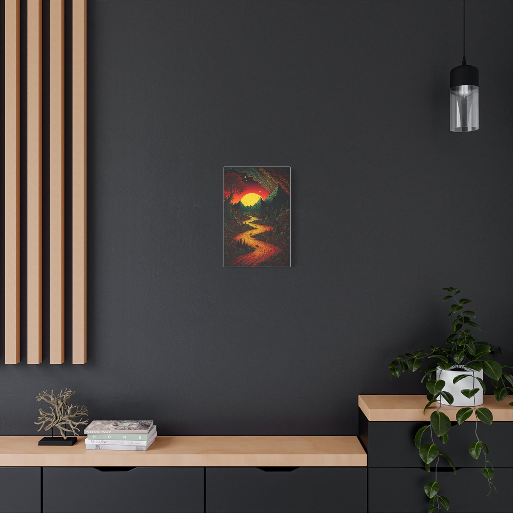 Trippy Sunset River Canvas Wall Art