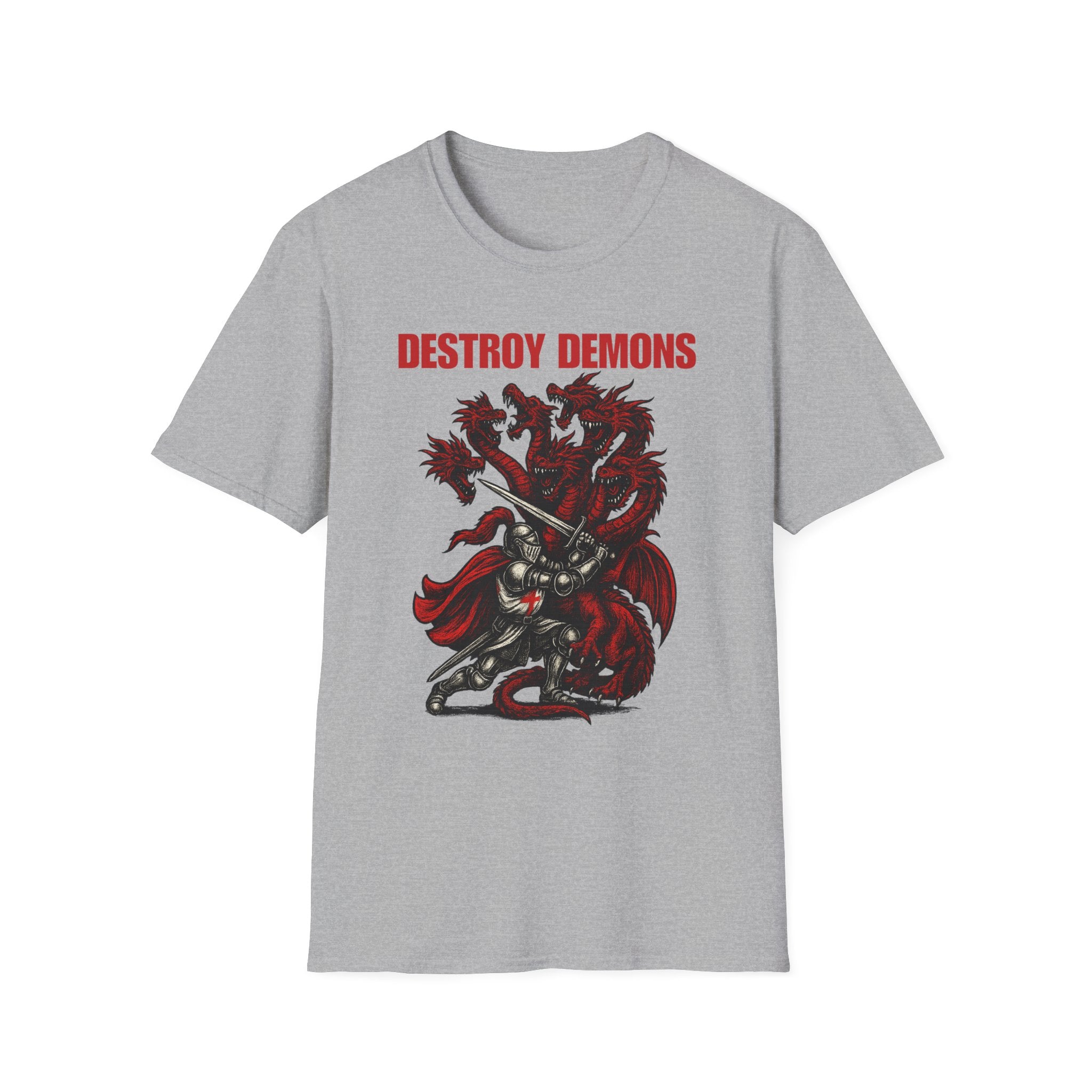 Destroy Demons Crusader Knight vs Dragon  Softstyle T-Shirt