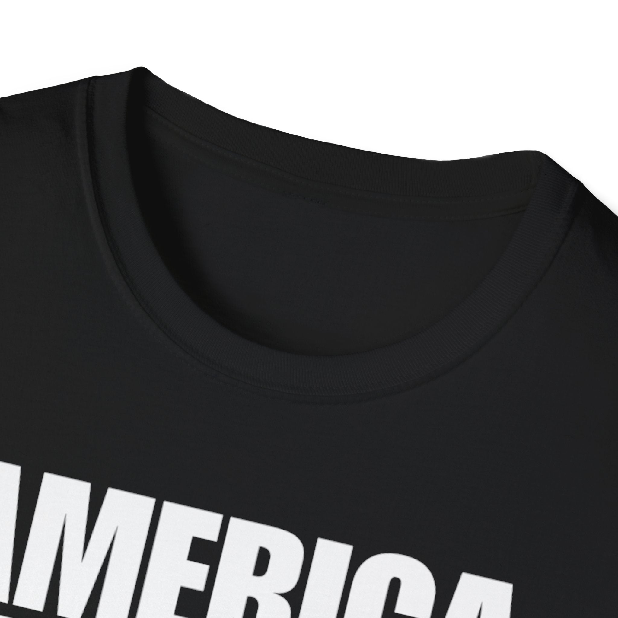 America First Black and White American Flag Softstyle Cotton Shirt T-Shirt
