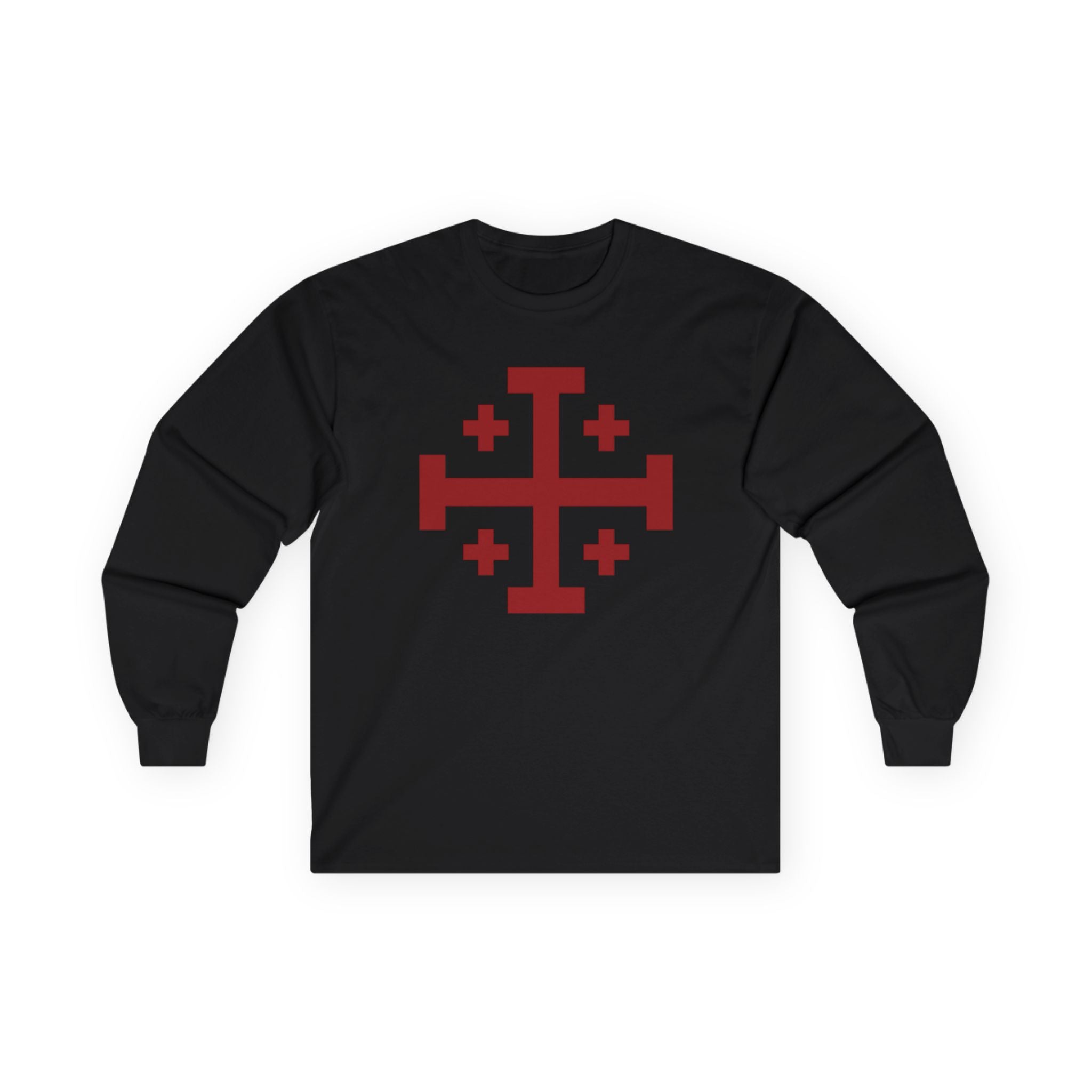 Cross of Jerusalem Red Design Stylish Long Sleeve Tee