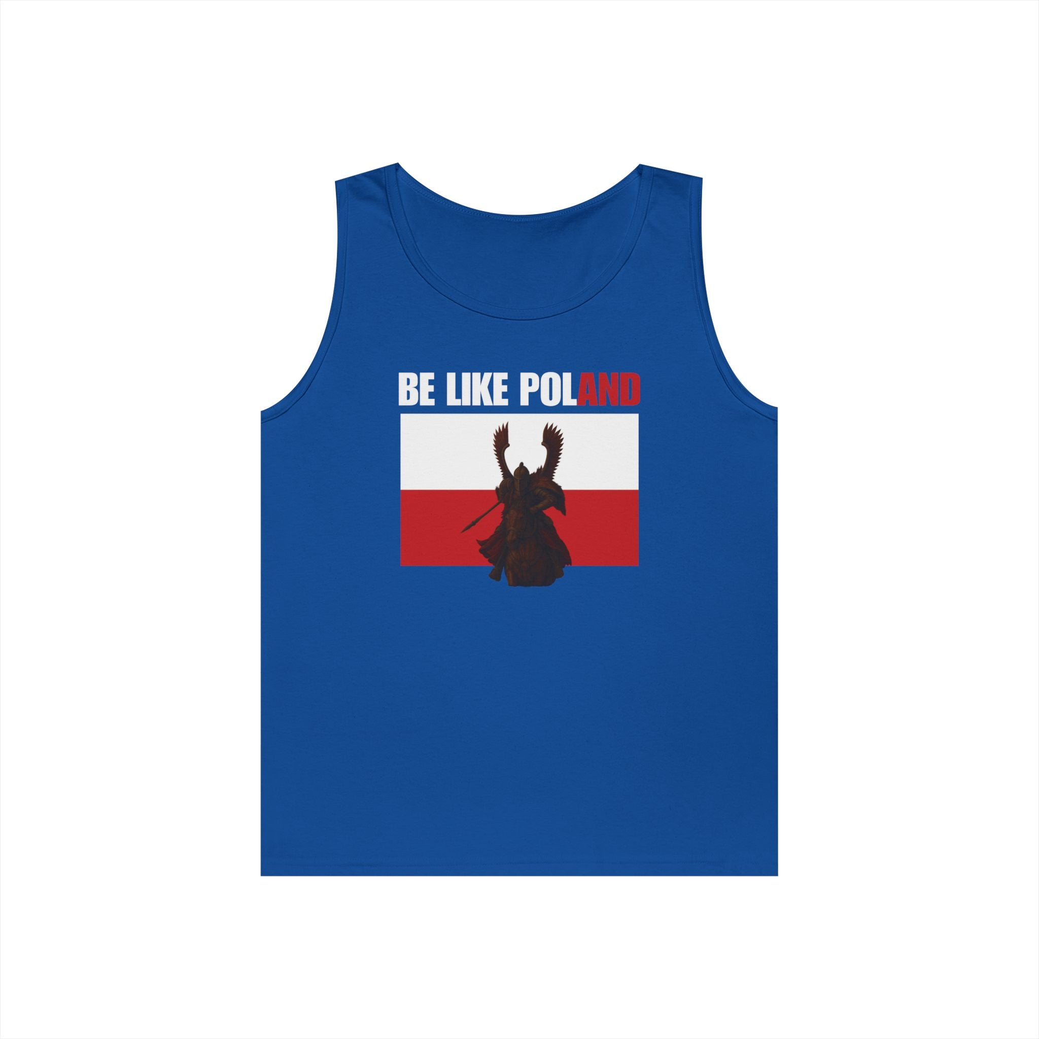 Be Like Poland Winged Hussar Front, Polis Eagle Cross Back Heavy Cotton Tank Top
