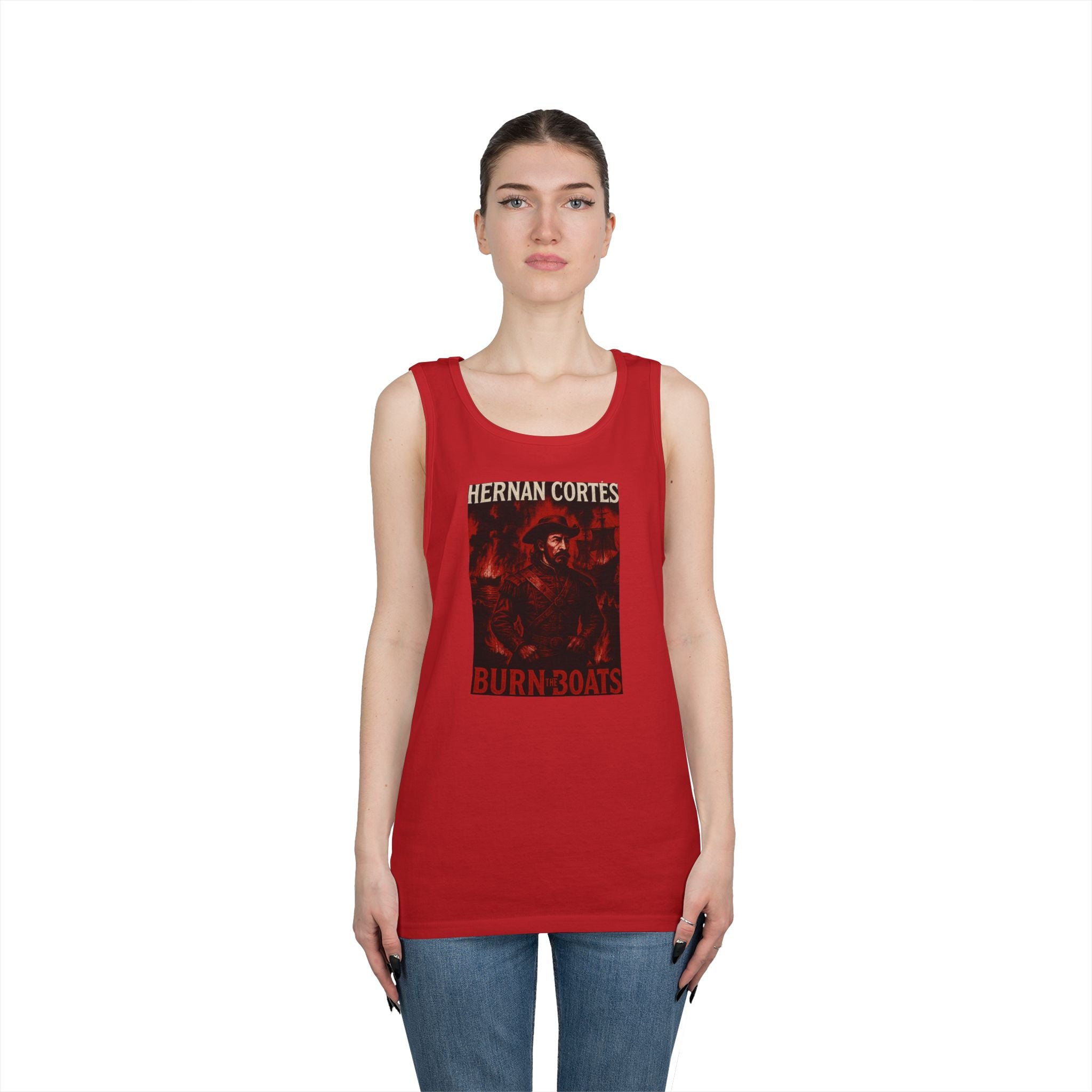 Hernan Cortes Burn The Boats Heavy Cotton Tank Top